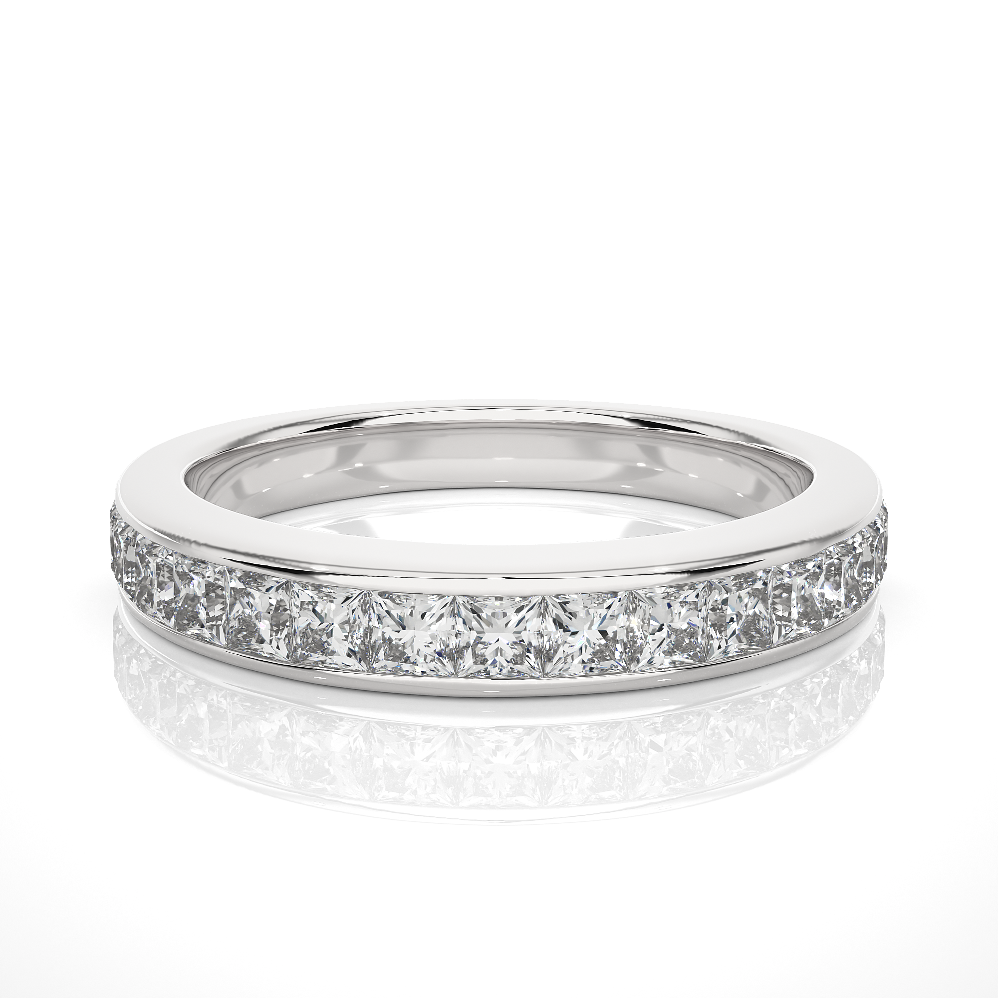Channel Set Princess Cut Lab Grown Diamond Wedding Band