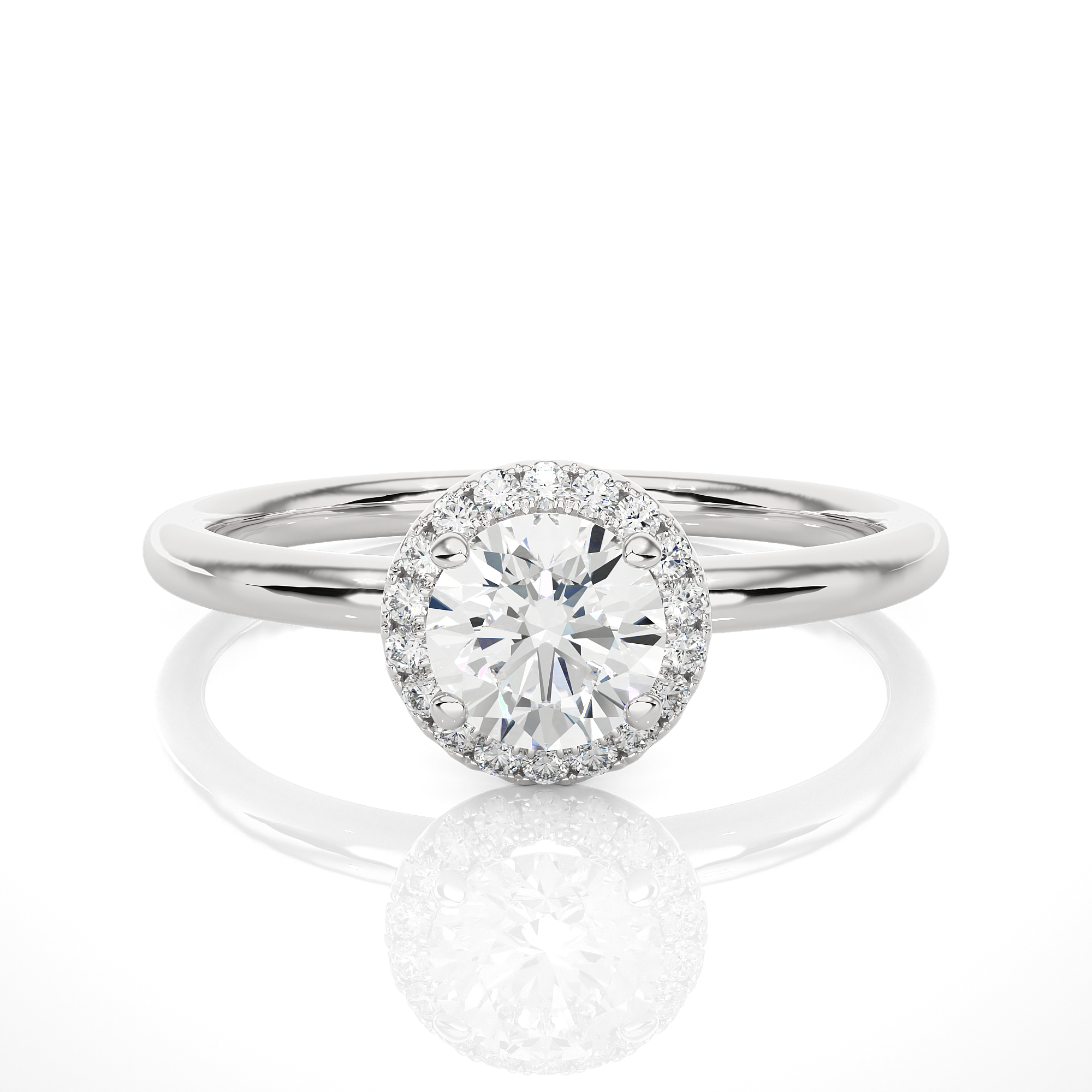 Classic Round Lab Grown Diamond Halo Engagement Ring