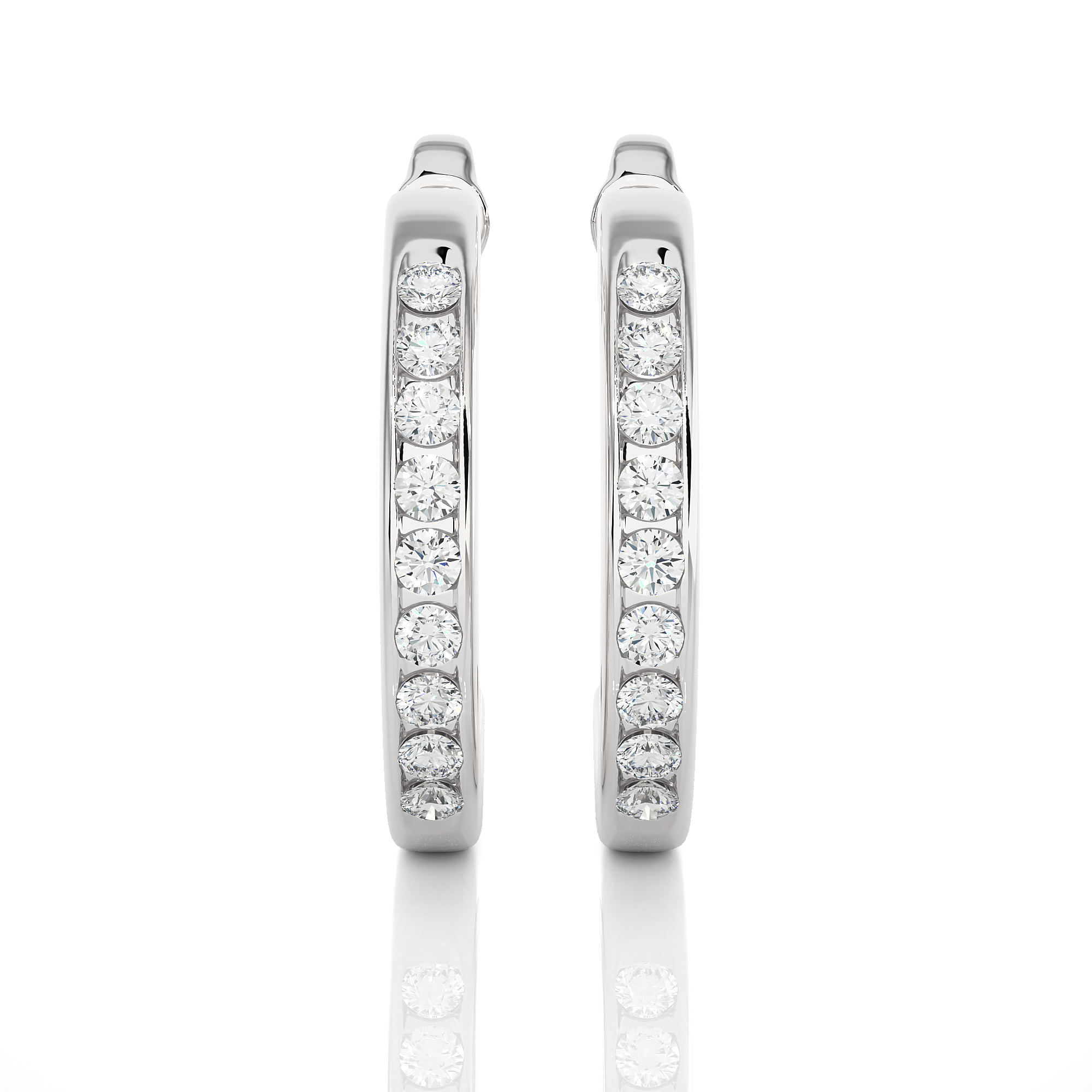 Medium Size Round Lab Diamond Hoop Earrings