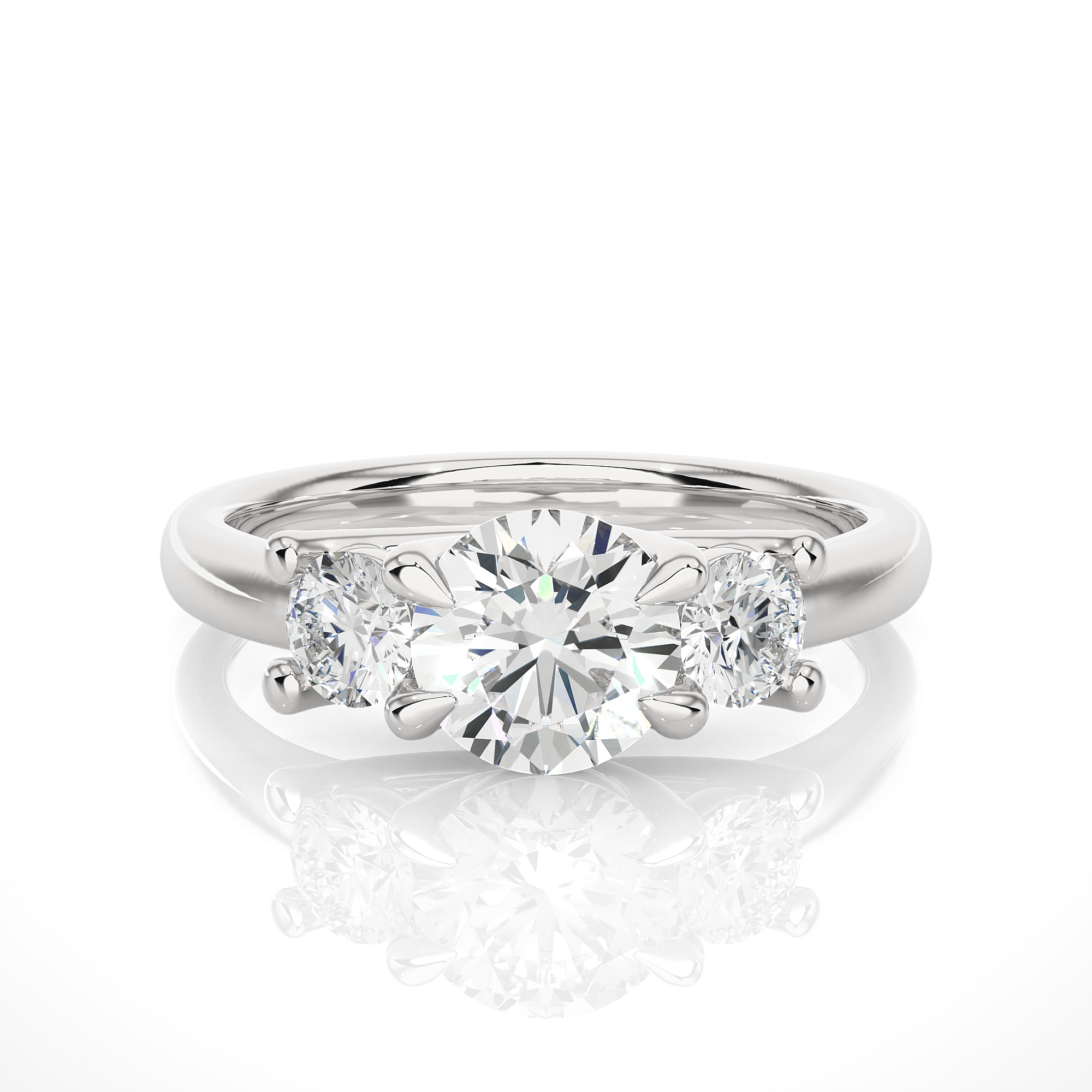 Classic Basket Set Lab Diamond Three Stone Engagement Ring