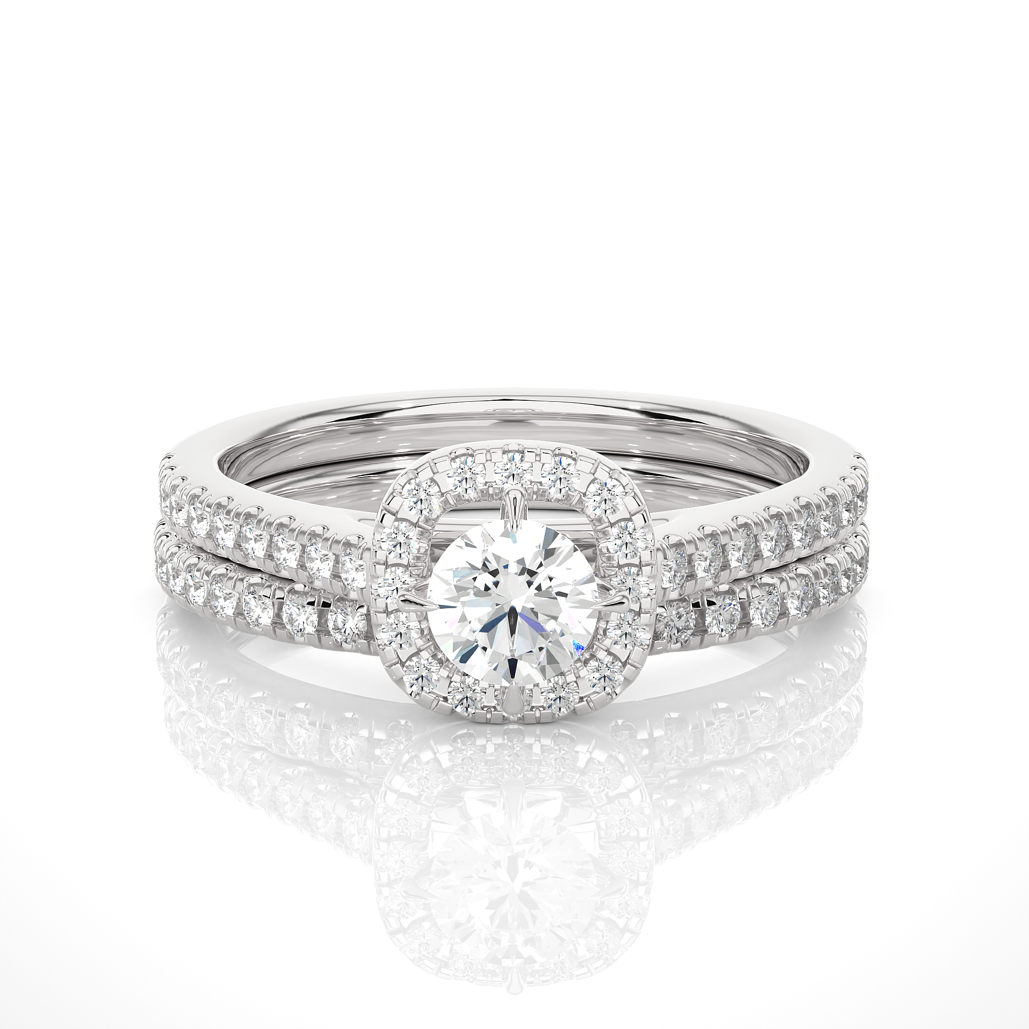 Round Lab Grown Diamond Halo Engagement Ring