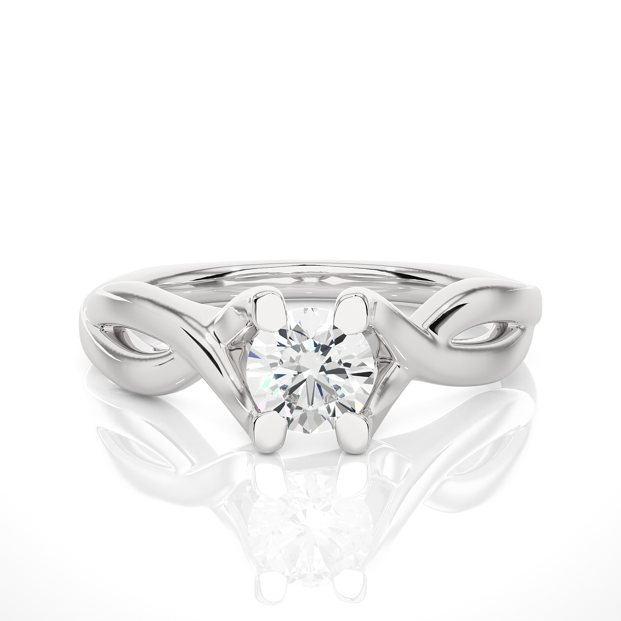 Twisted Shank Diamond Solitaire Engagement Ring
