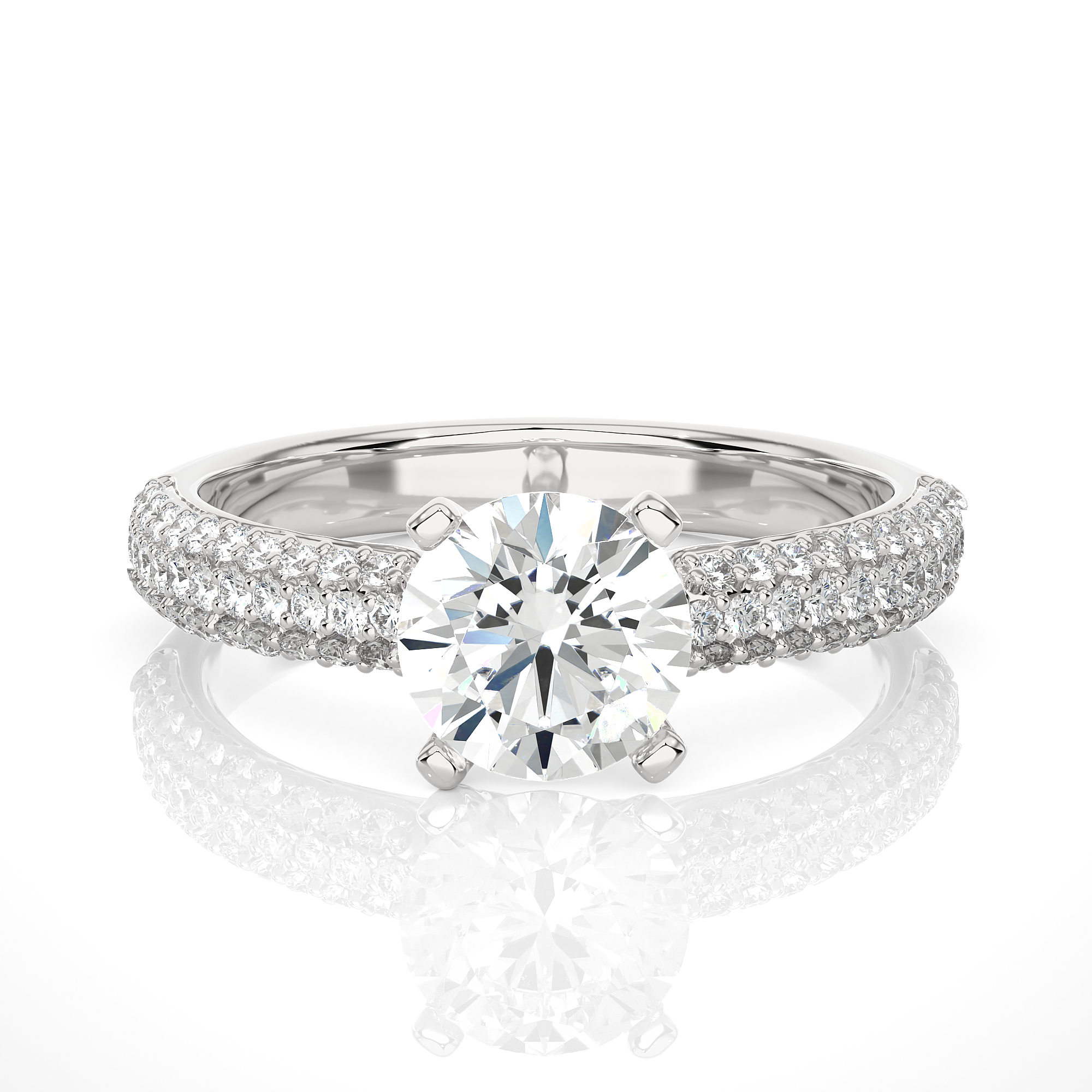 Round Lab Grown Diamond Pave Engagement Ring
