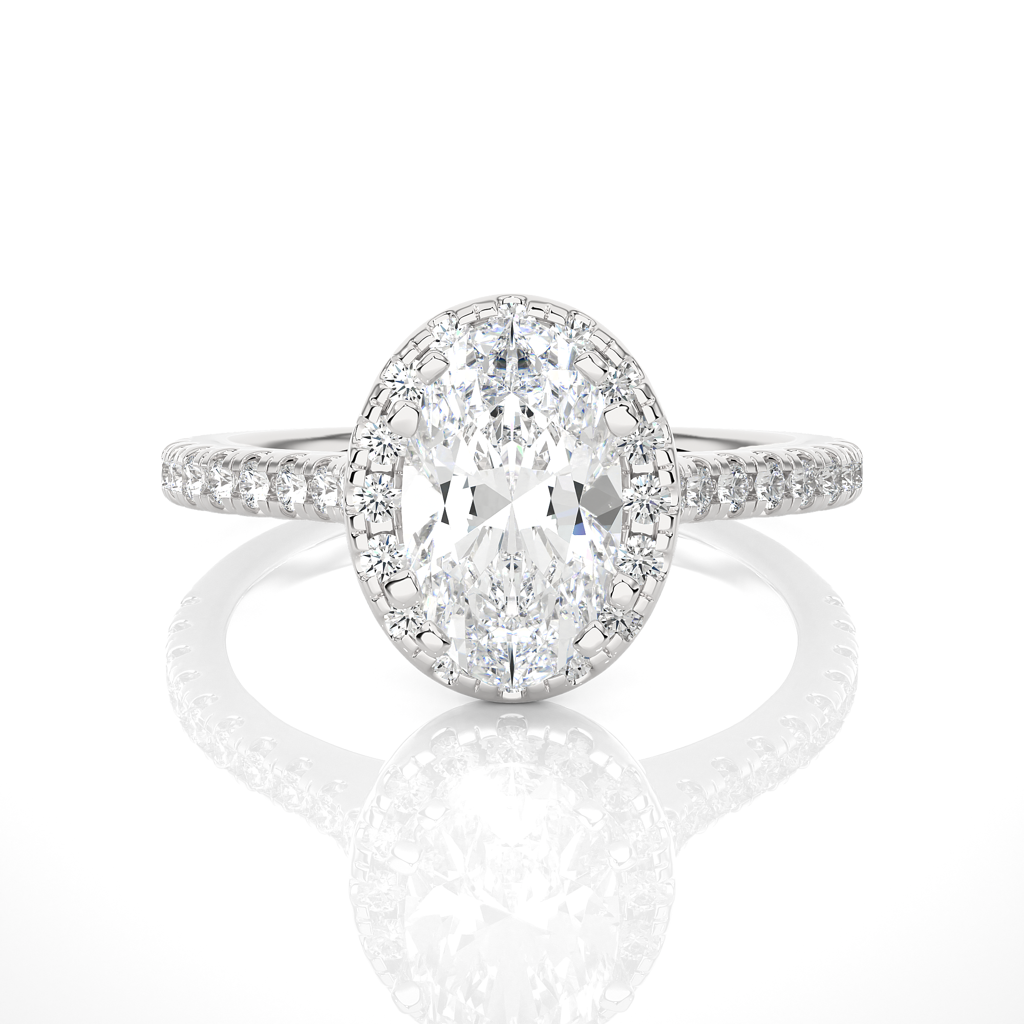Oval Lab Grown Diamond Halo Engagement Ring