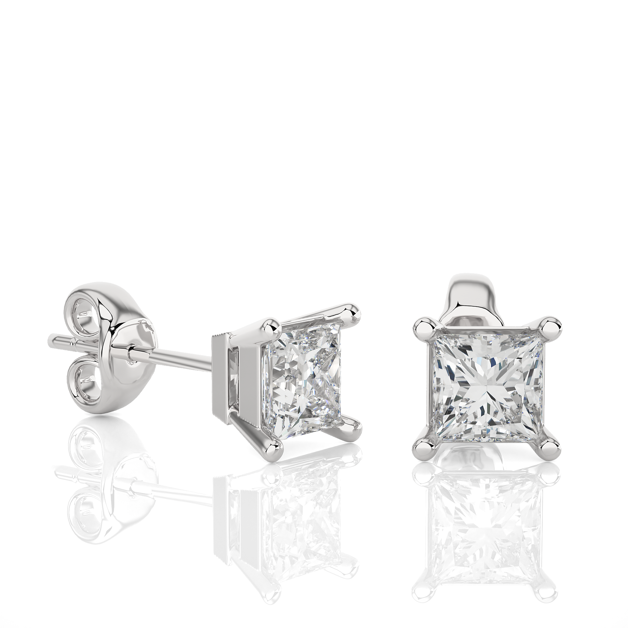 Princess Cut Lab Grown Diamond Stud Earrings