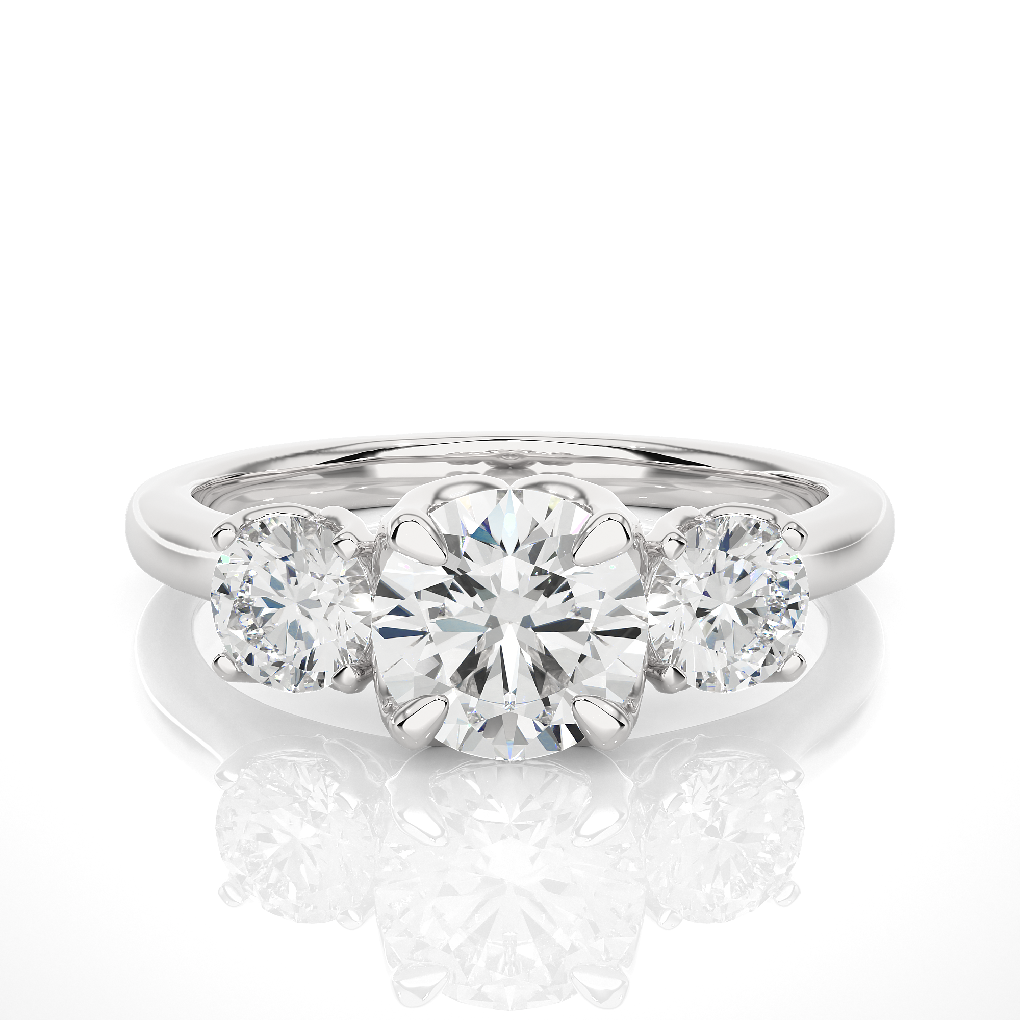 Round Diamond Three Stone Engagement Ring