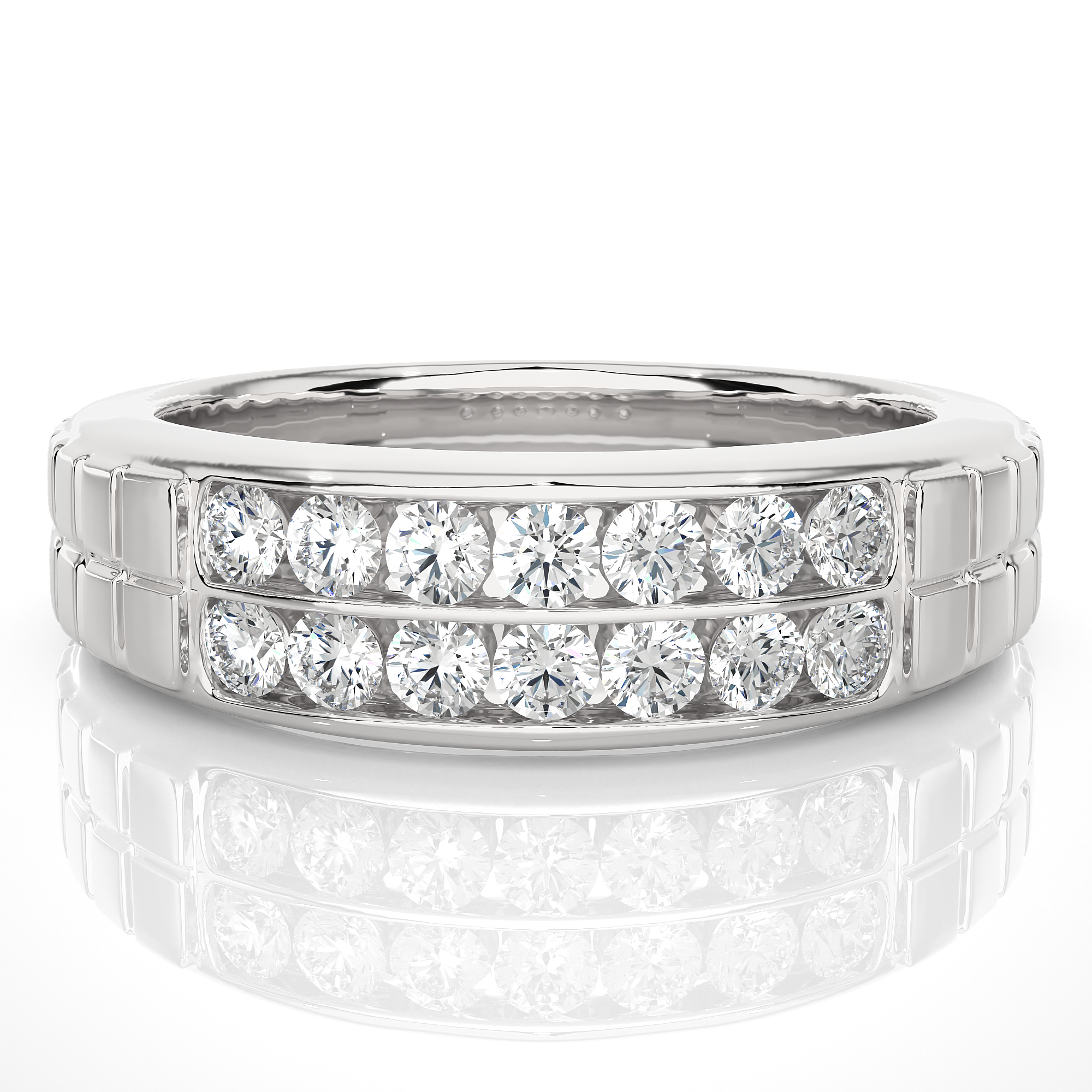 Men’s Lab Diamond Double Row Wedding Band