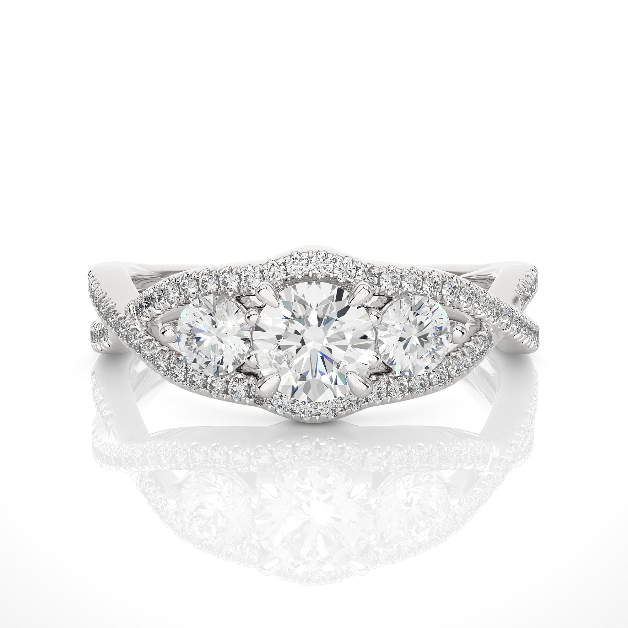 Vintage Style Lab Grown Diamond Three Stone Ring