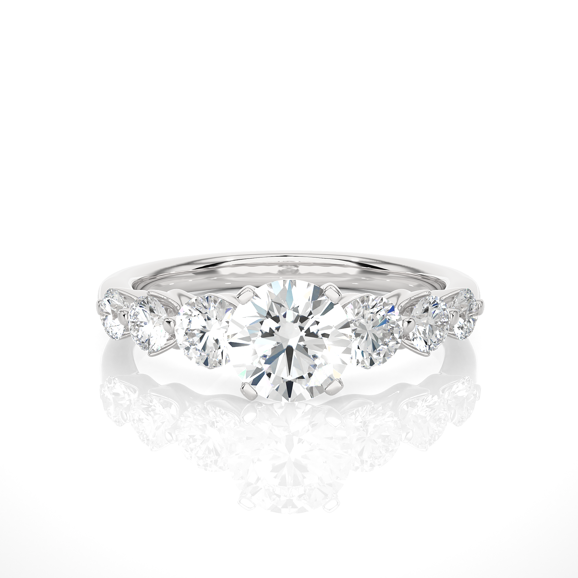 Round Lab Grown Diamond Five Stone Engagement Ring