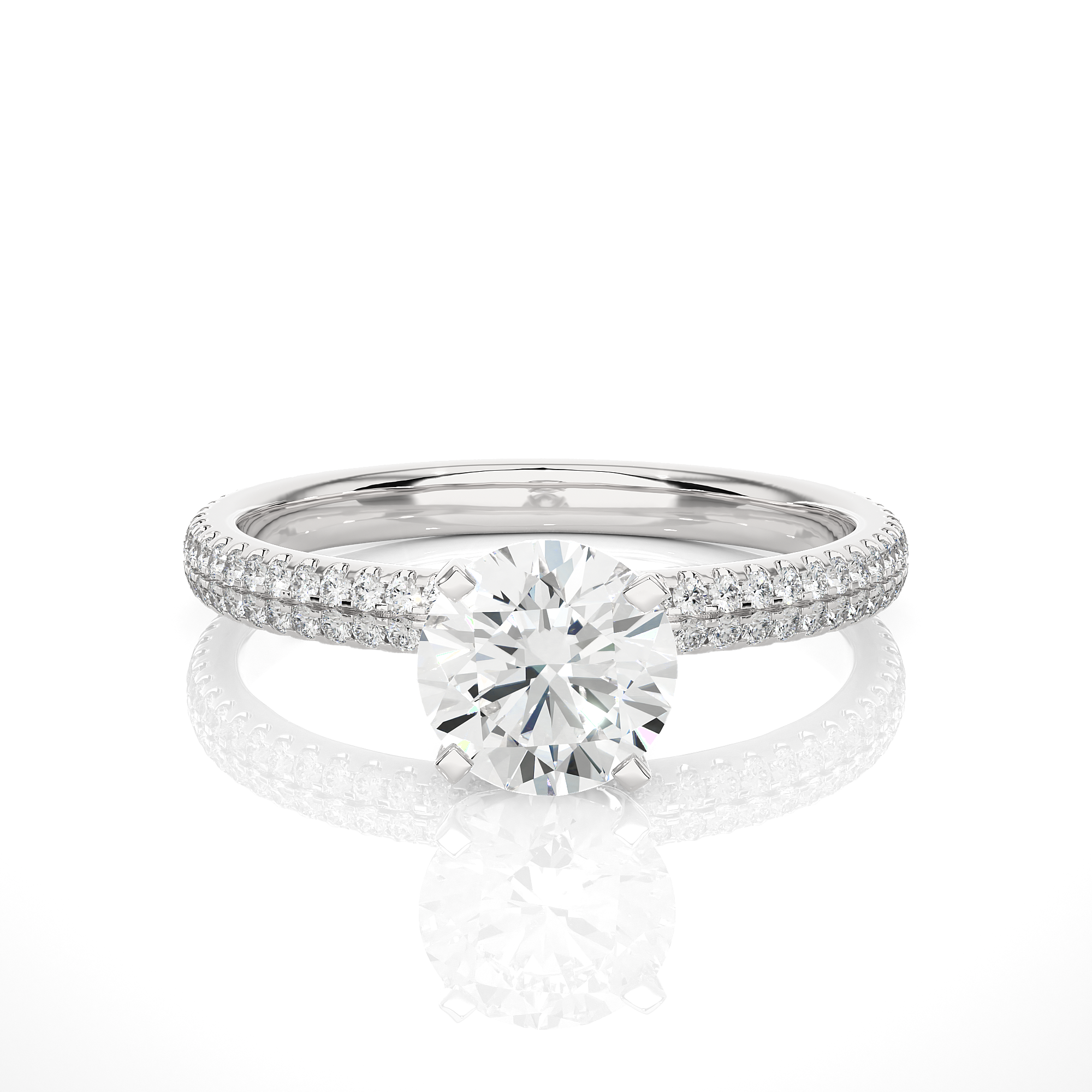 Round Lab Grown Diamond Pave Engagement Ring