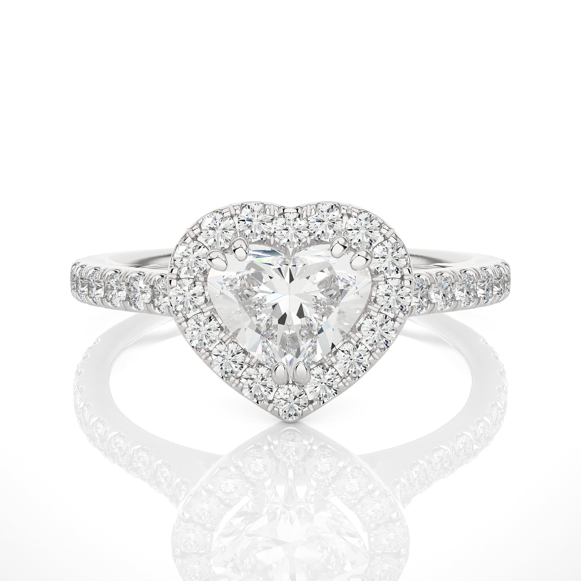 Heart Shape Lab Grown Diamond Halo Engagement Ring