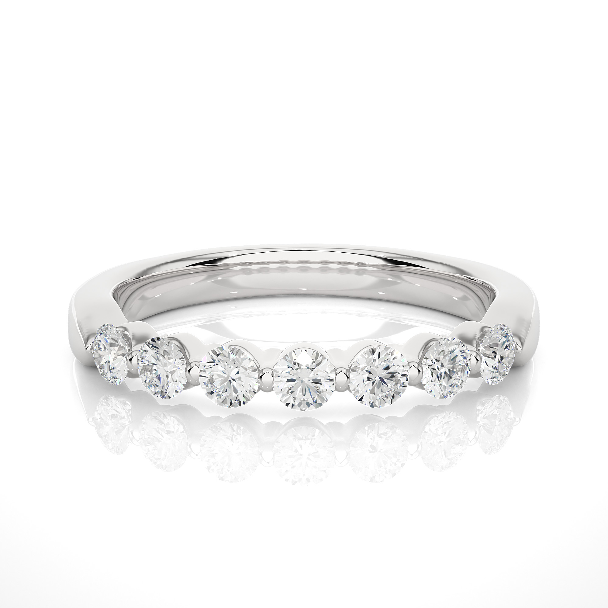 Round Cut Lab Grown Diamond Half Eternity Ring