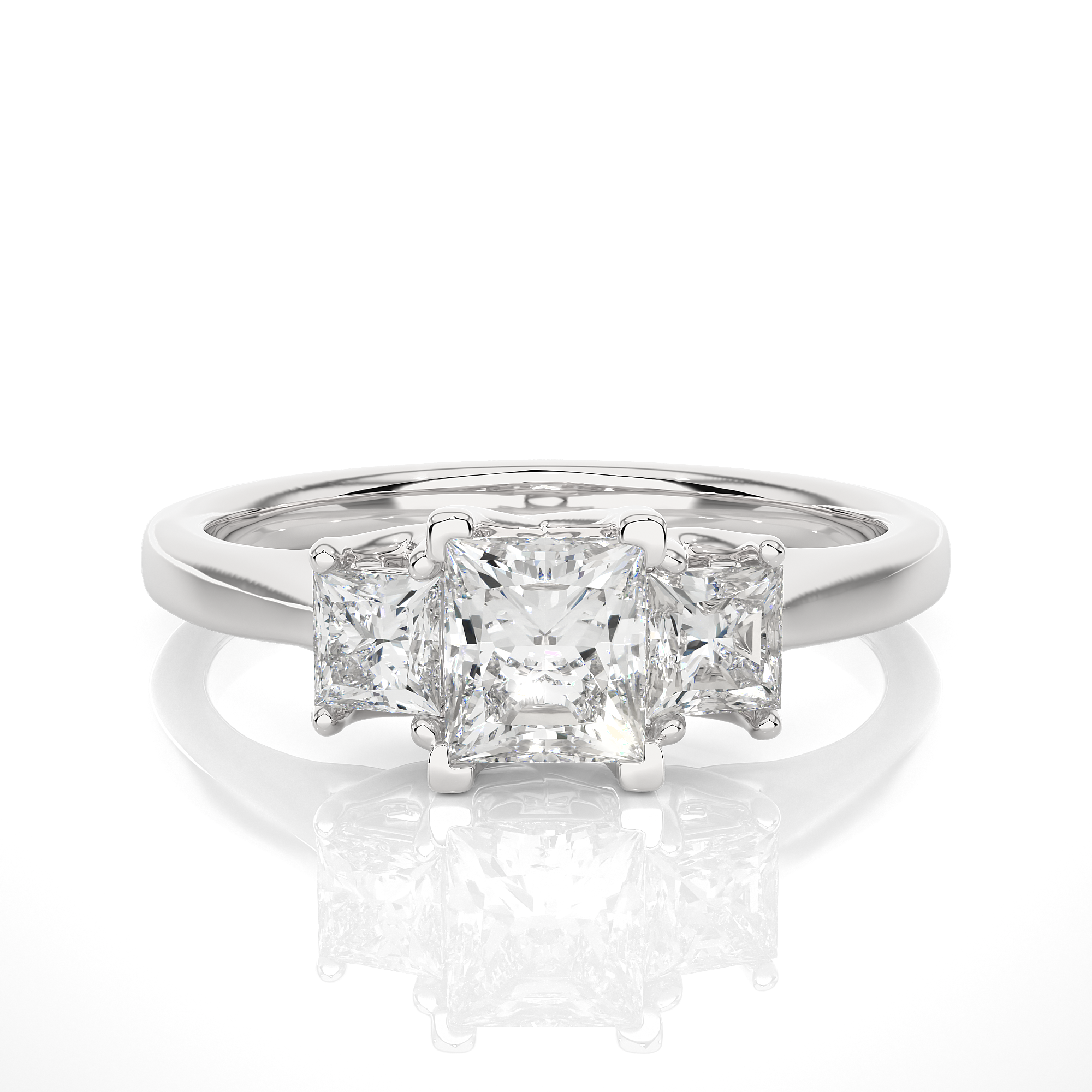 Three Stone Princess Lab Diamond Engagement Ring
