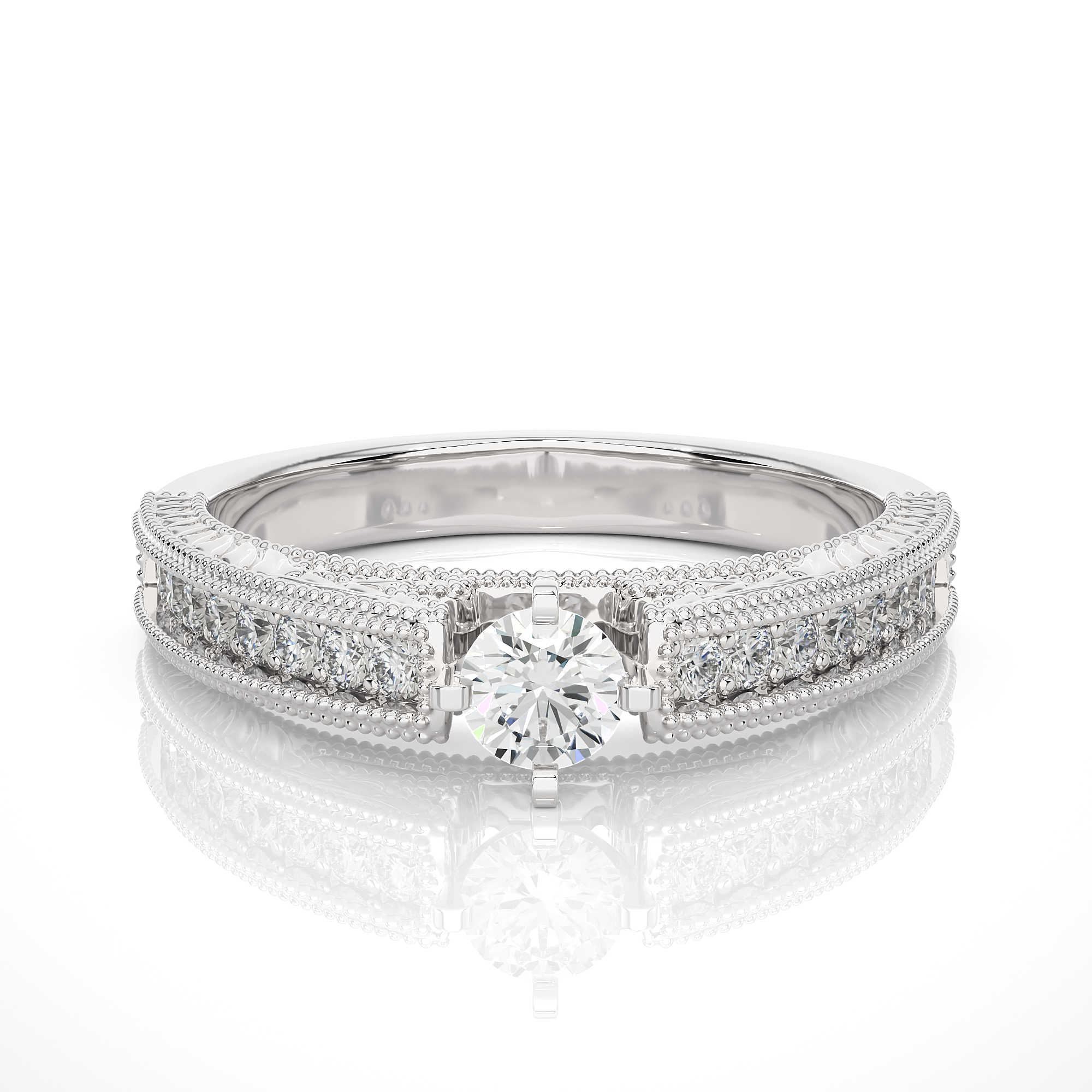 Vintage Style Diamond Engagement Ring