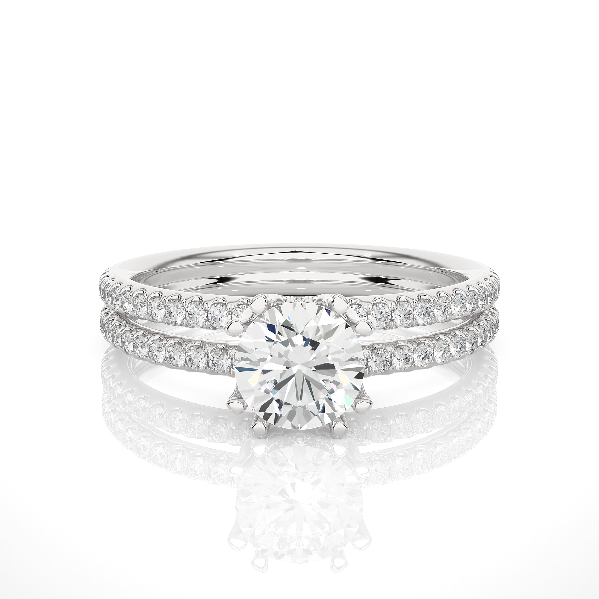 Round Lab Grown Diamond Engagement Ring With Split Shank Band