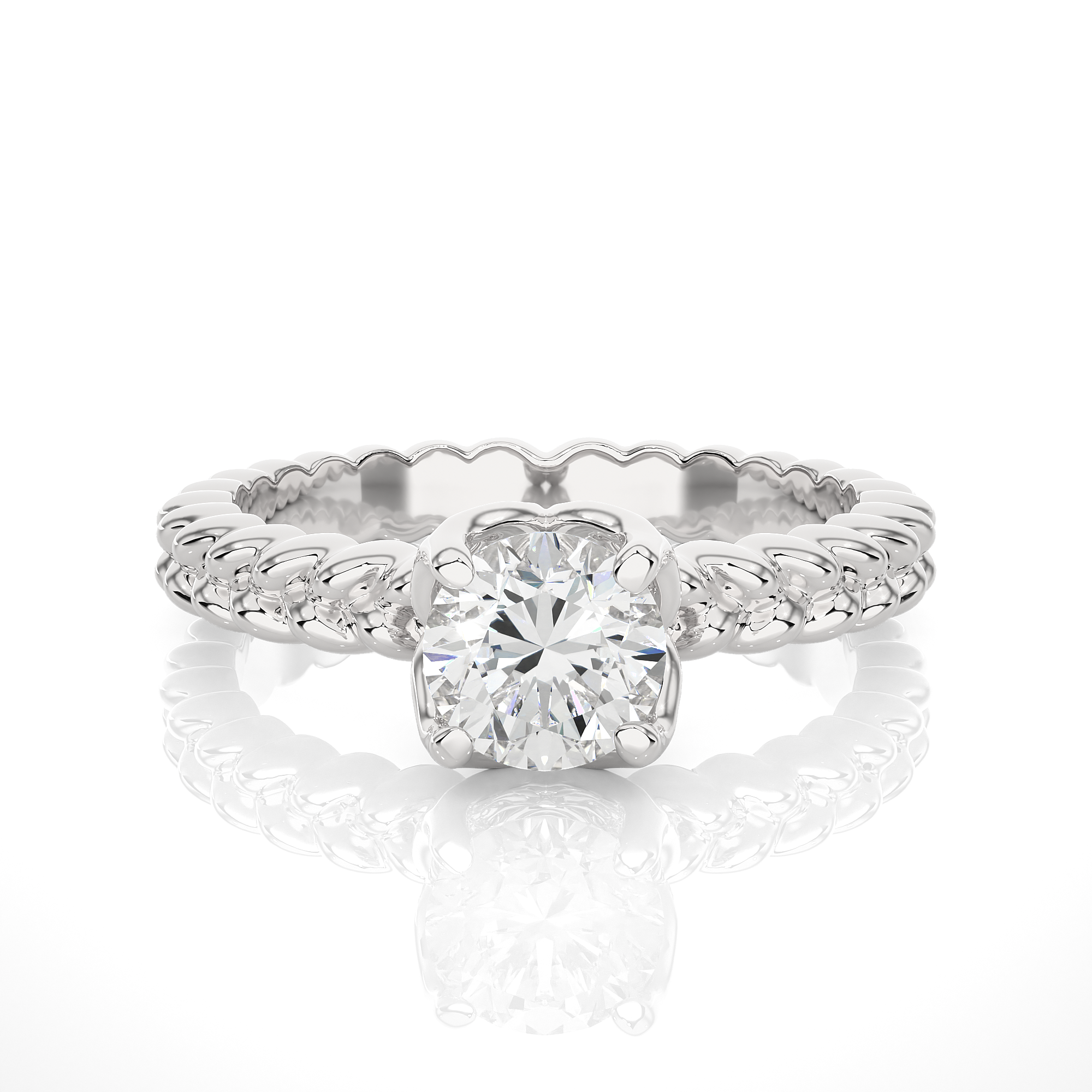 Round Cut Lab Grown Diamond Solitaire Engagement Ring