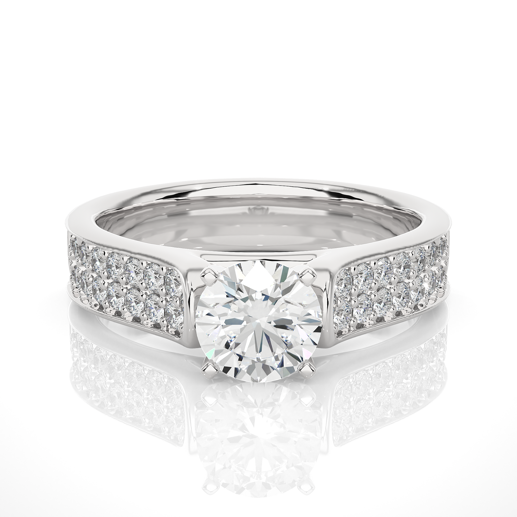 Round Lab Grown Diamond Pave Engagement Ring