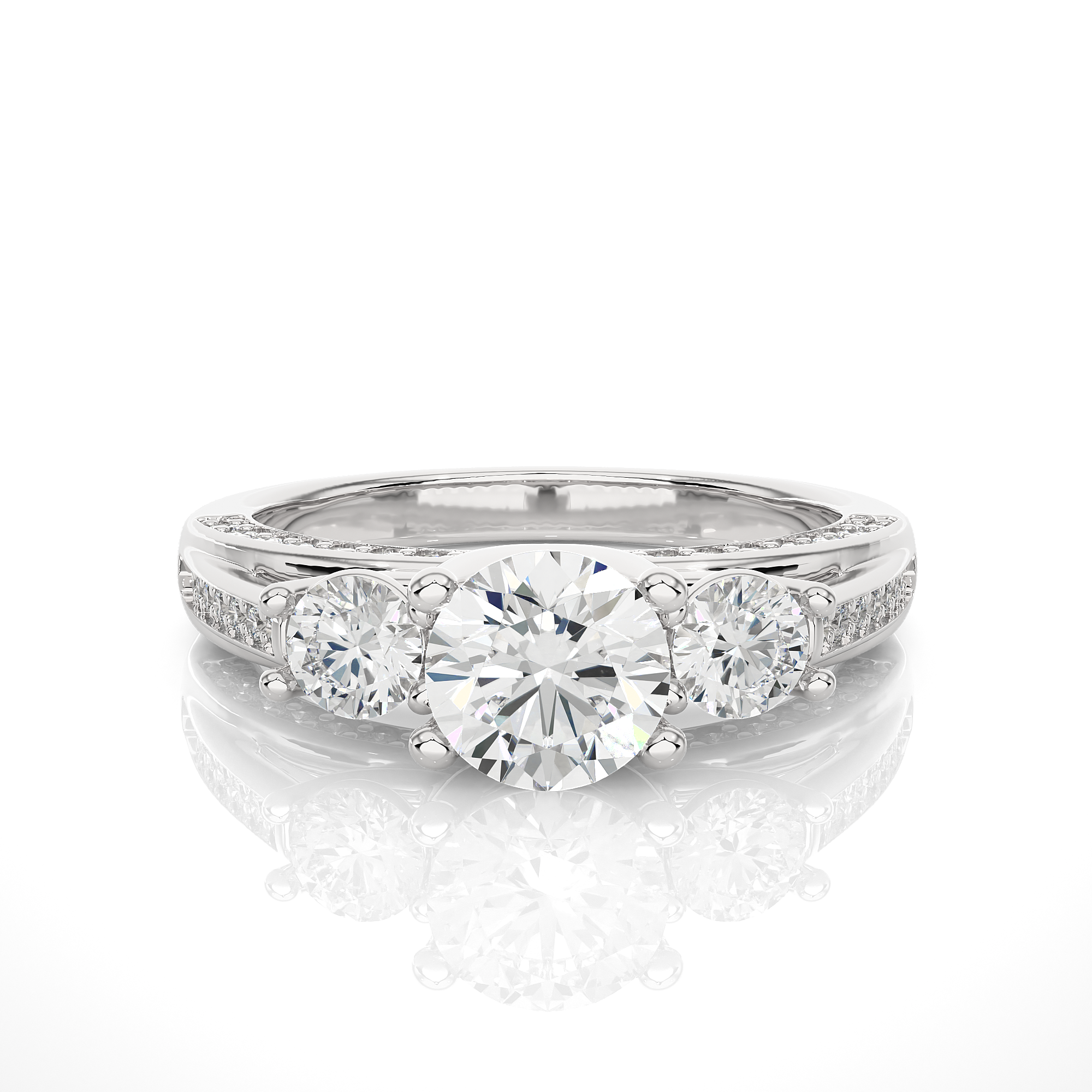 Three Stone Round Diamond Engagement Ring