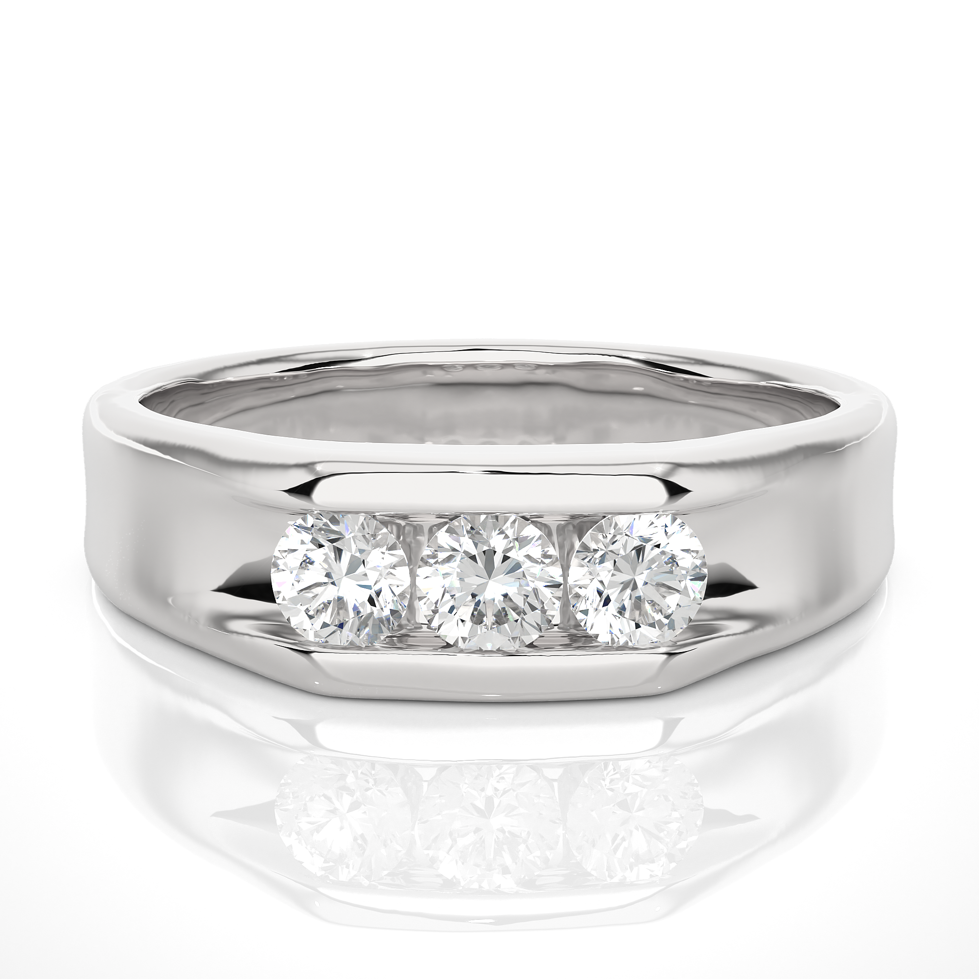 Classic Lab Diamond Three Stone Men’s Wedding Band