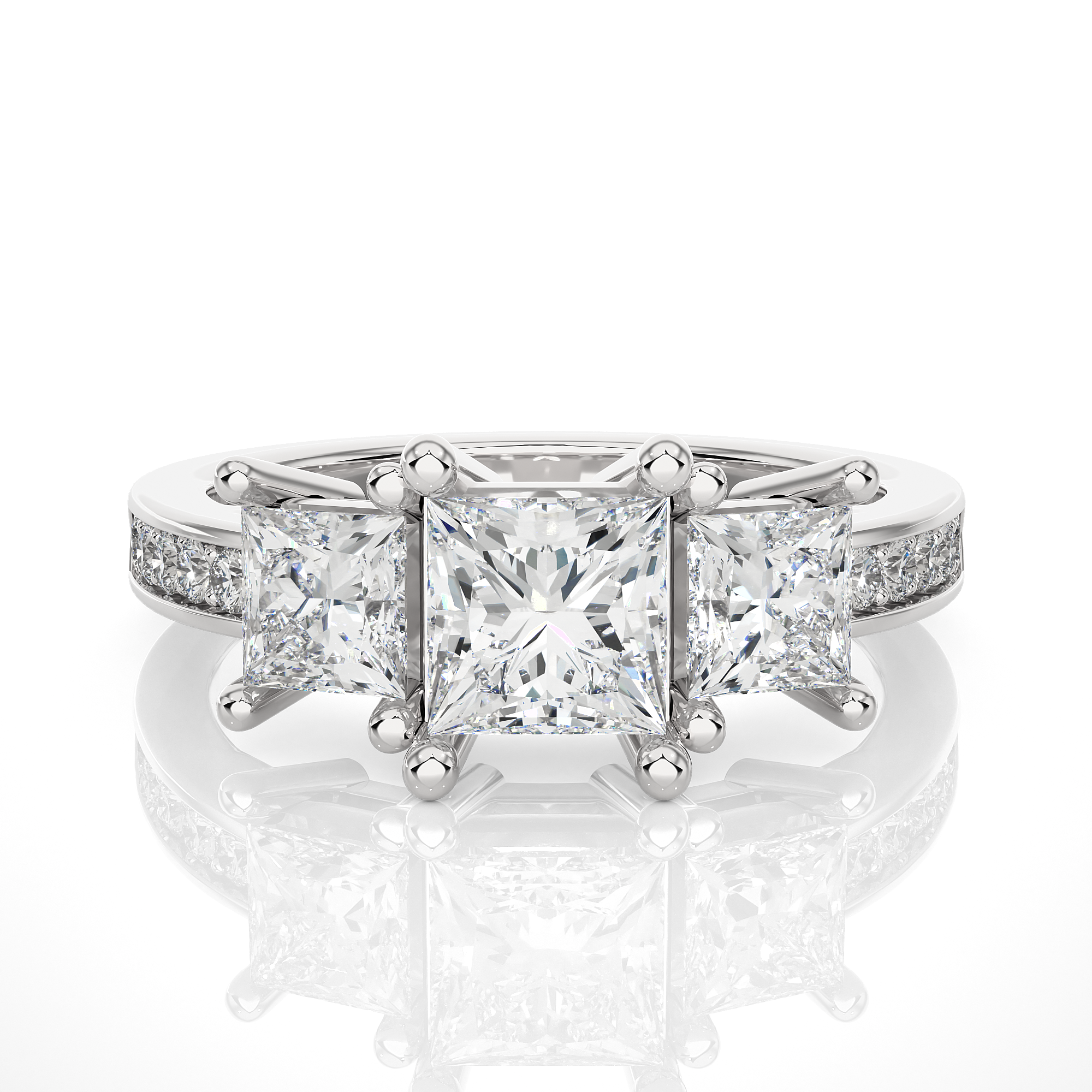 Three Stone Princess Lab Grown Diamond Engagement Ring