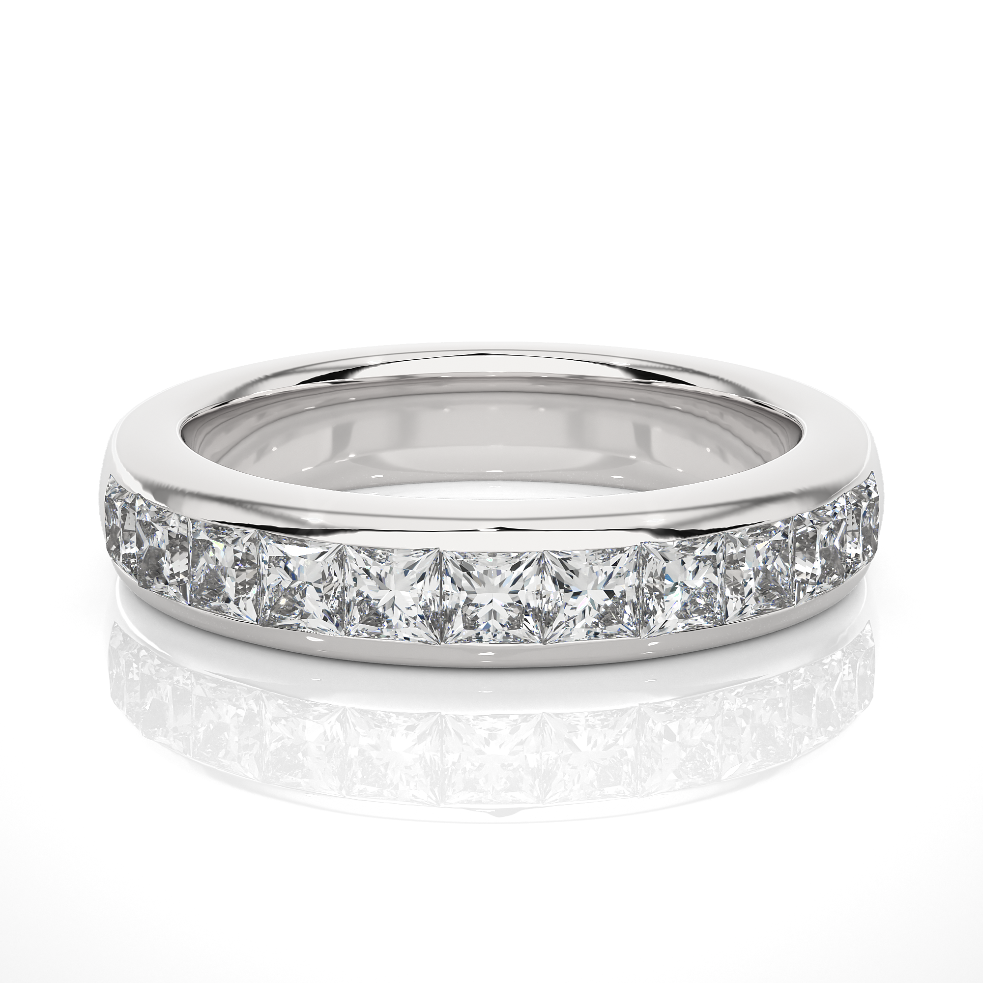 Channel Set Princess Cut Lab Grown Diamond Eternity Band