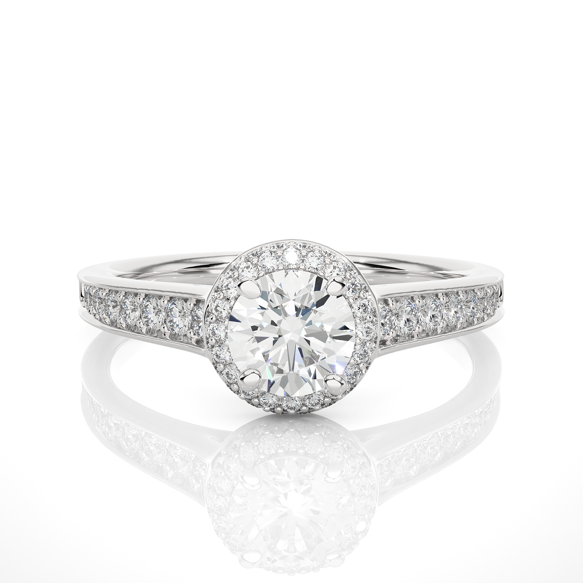 Round Lab Grown Diamond Halo Engagement Ring