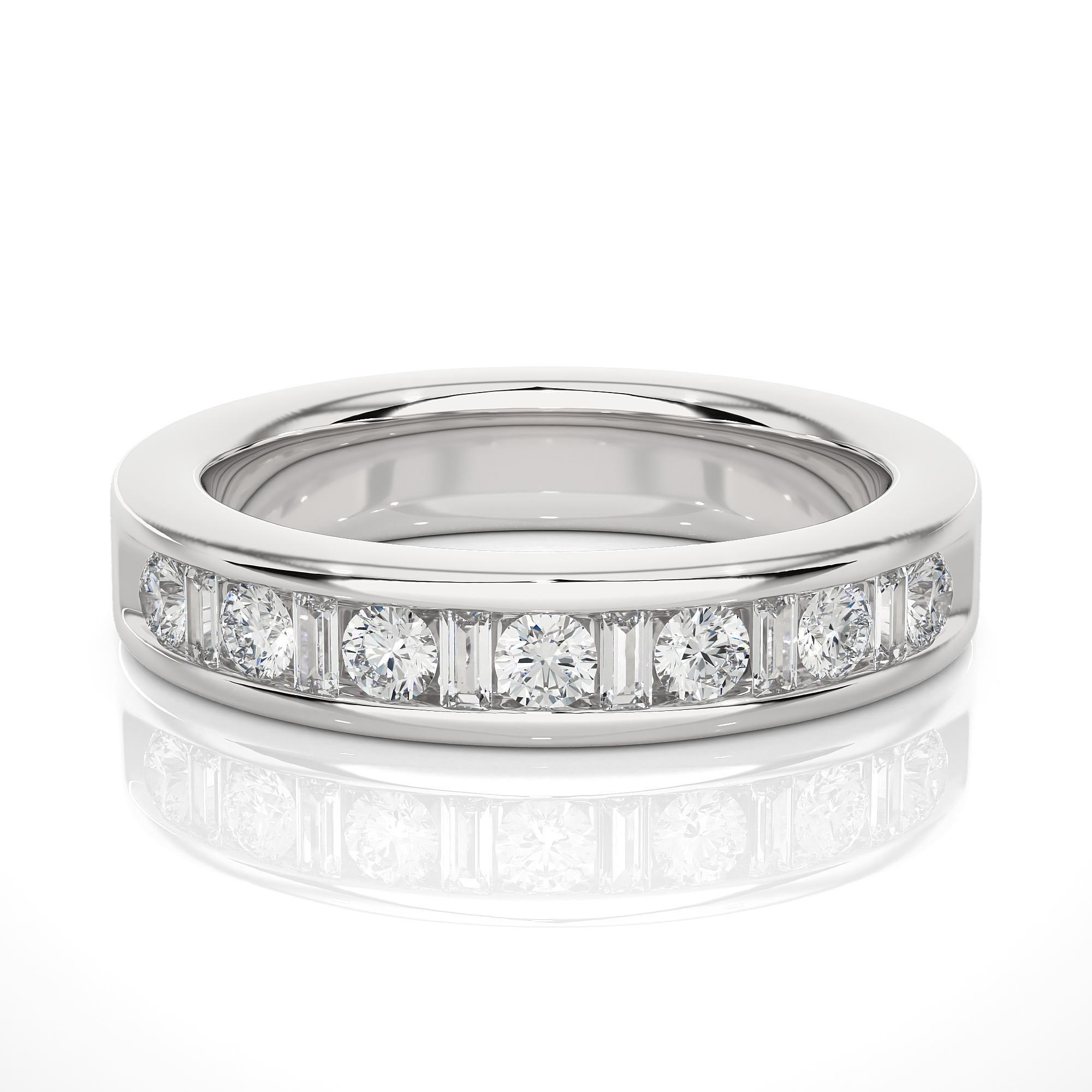 Round and Baguette Cut Lab Grown Diamond Eternity Ring