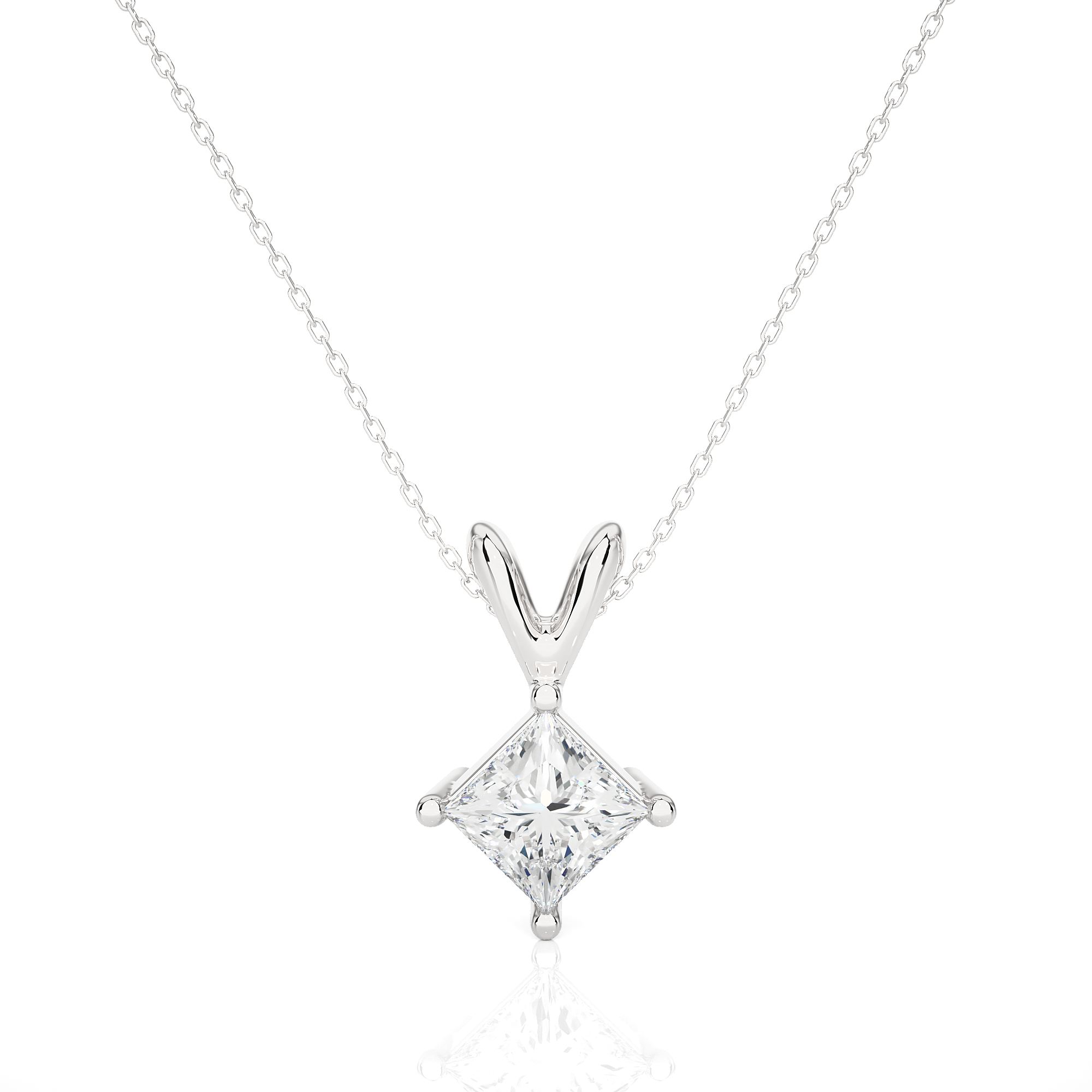 Princess Cut Lab Grown Diamond Solitaire Necklace