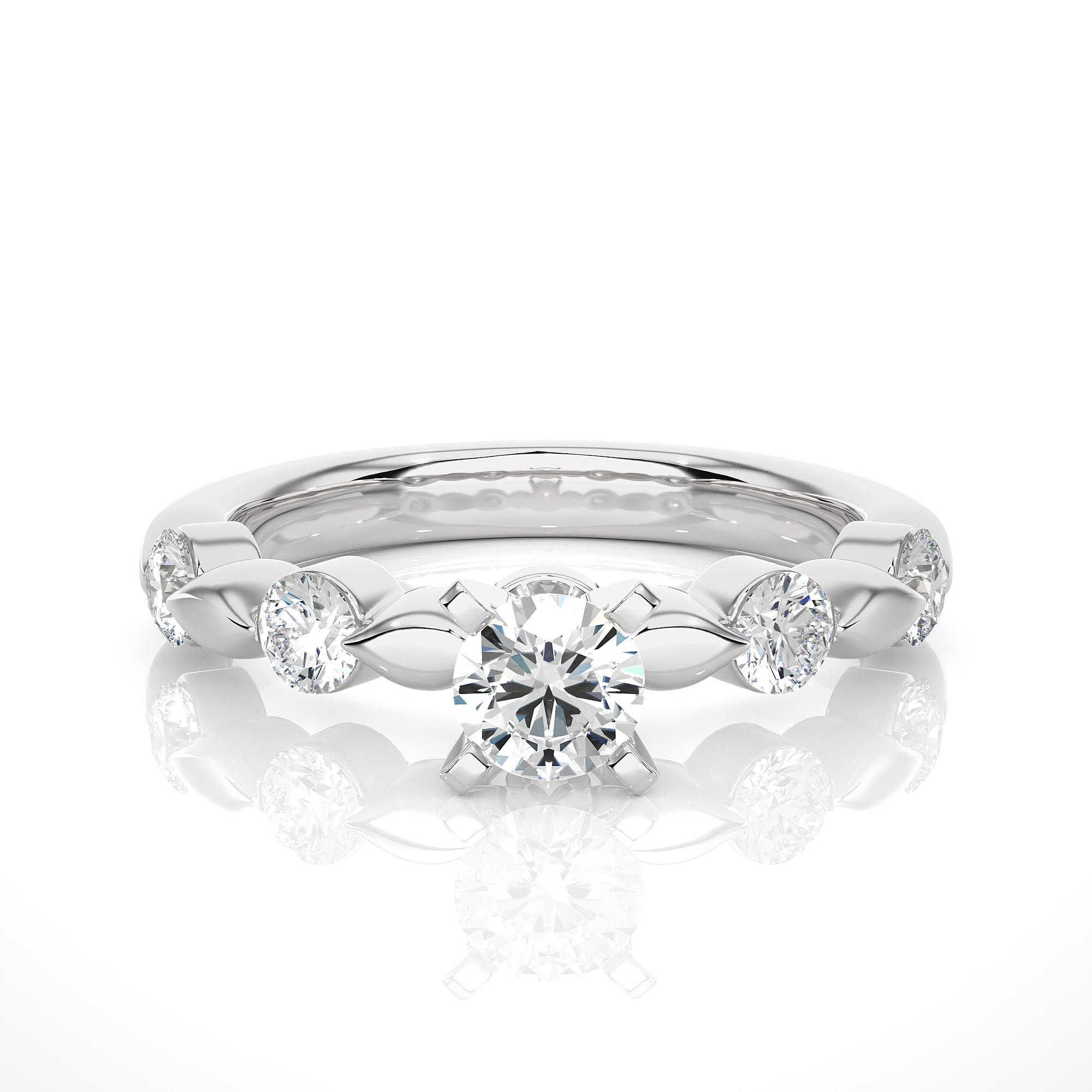 Leaf Inspired Lab Grown Diamond Engagement Ring