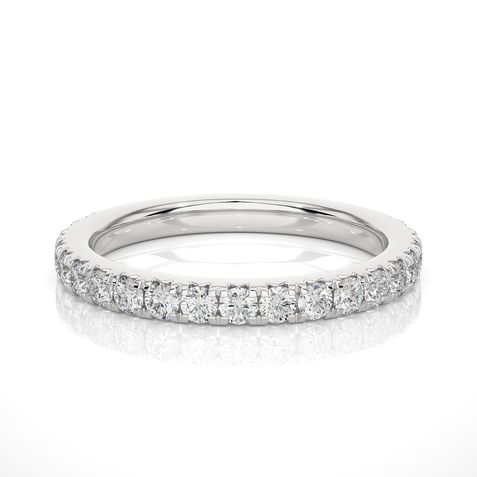 Round Cut Half Eternity Diamond Band