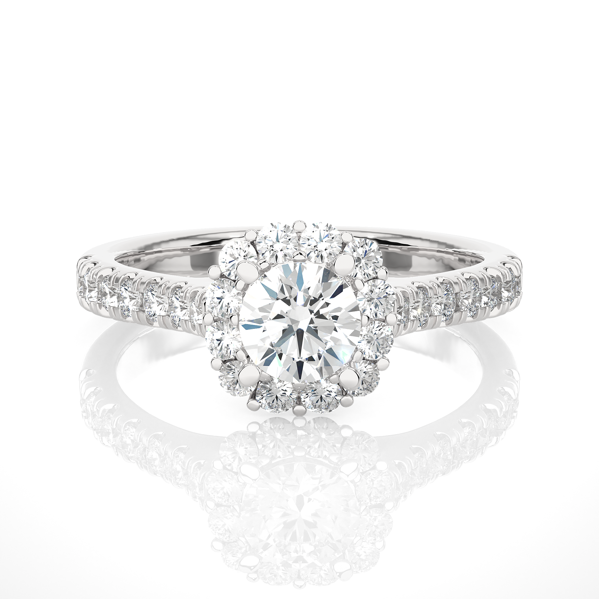 Round Lab Diamond Halo Engagement Ring