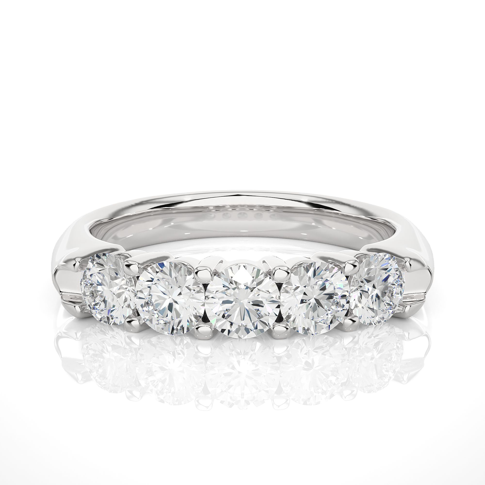 Round Cut Lab Grown Diamond Half Eternity Ring
