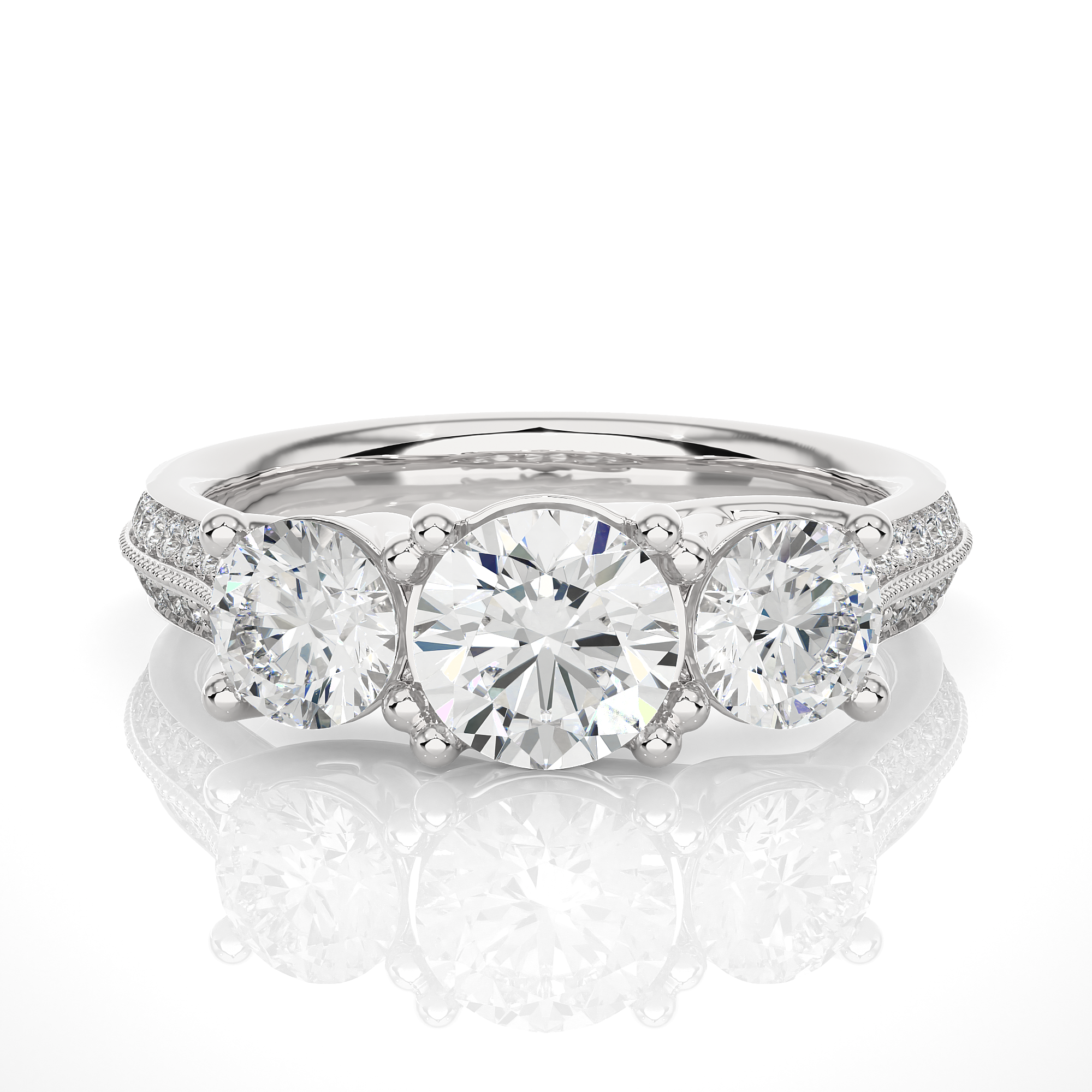 Round Three Stone Lab Grown Diamond Ring