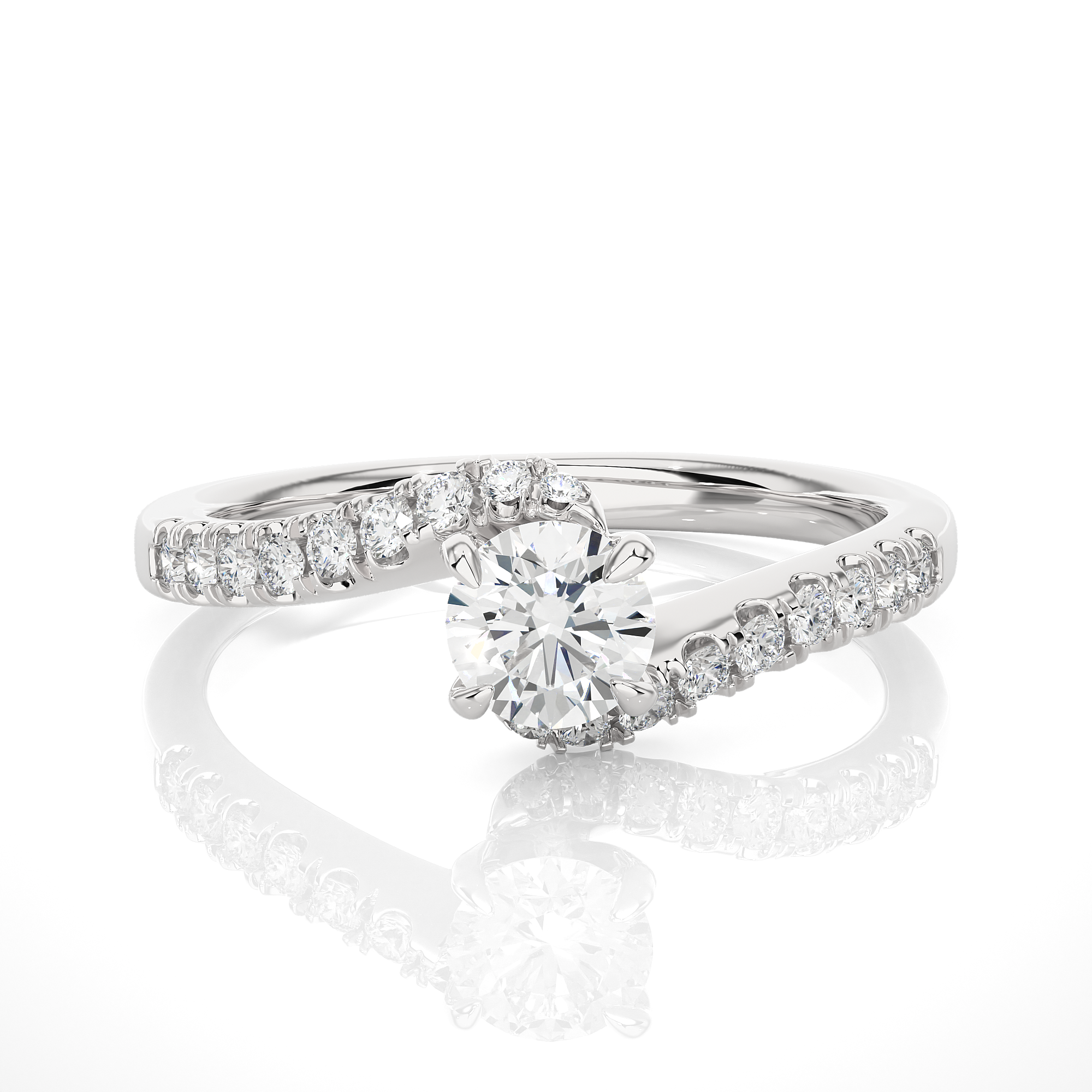 Round Lab Grown Diamond Twist Split Shank Engagement Ring