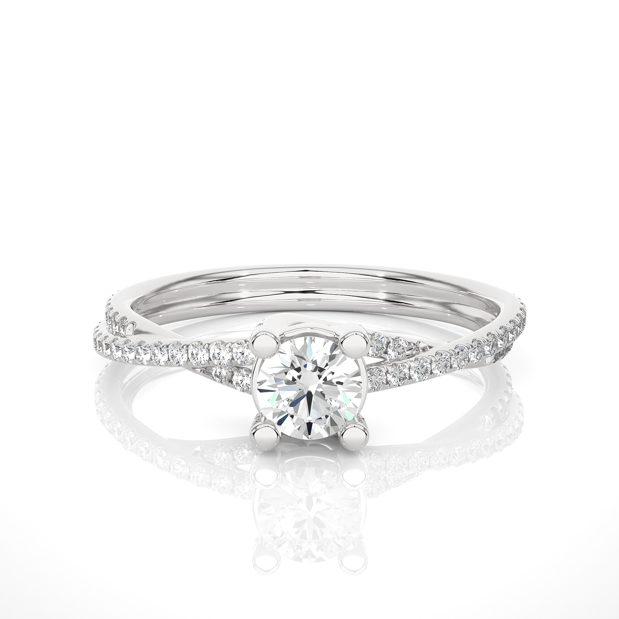 Round Cut Lab Grown Diamond Split Shank Engagement Ring