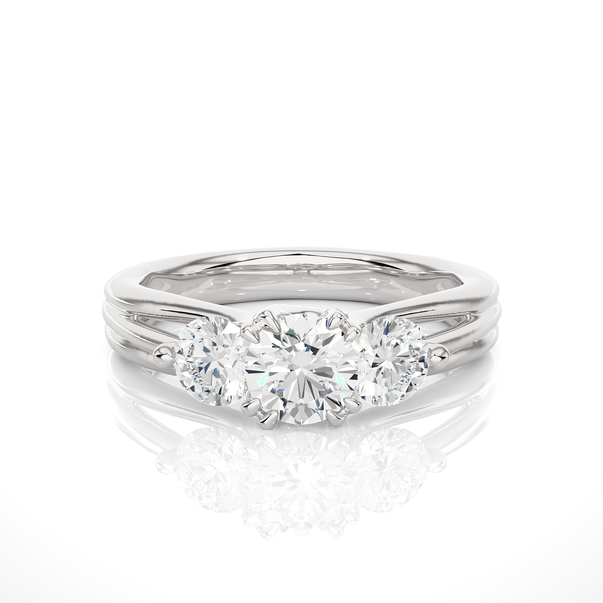 Classic Round Diamond Three Stone Engagement Ring