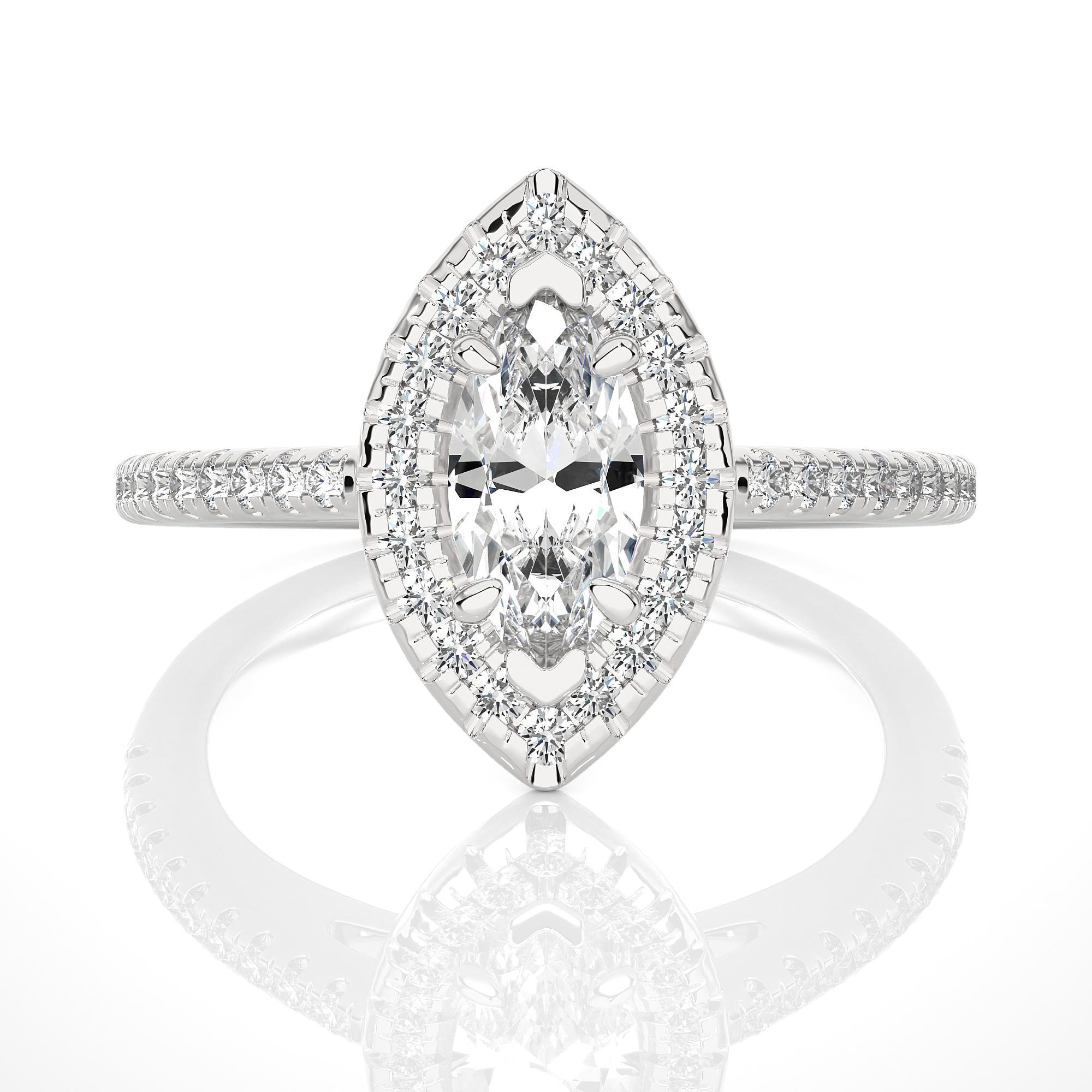 Marquise Lab Grown Diamond Halo Engagement Ring
