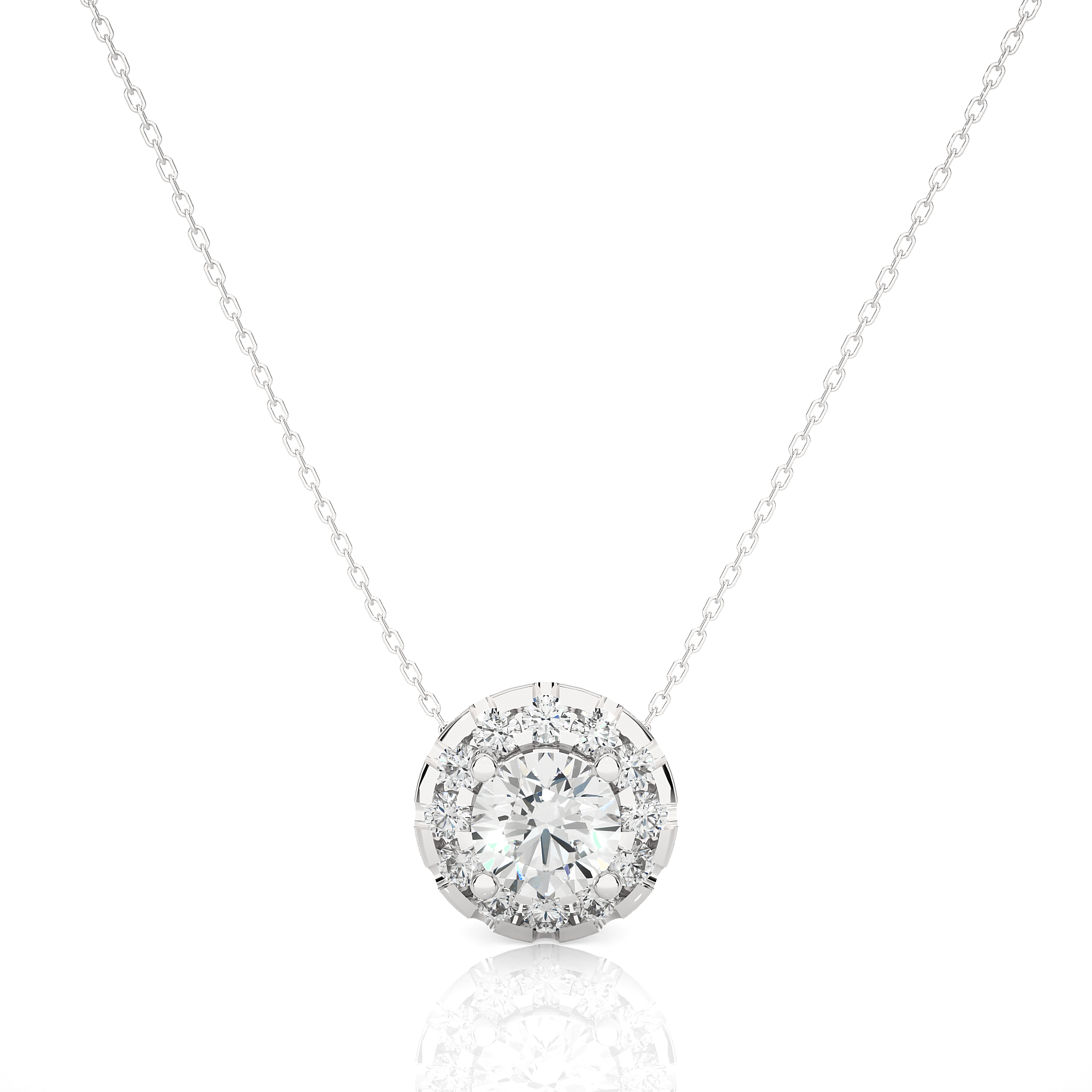 Round Halo Lab Diamond Pendant Necklace