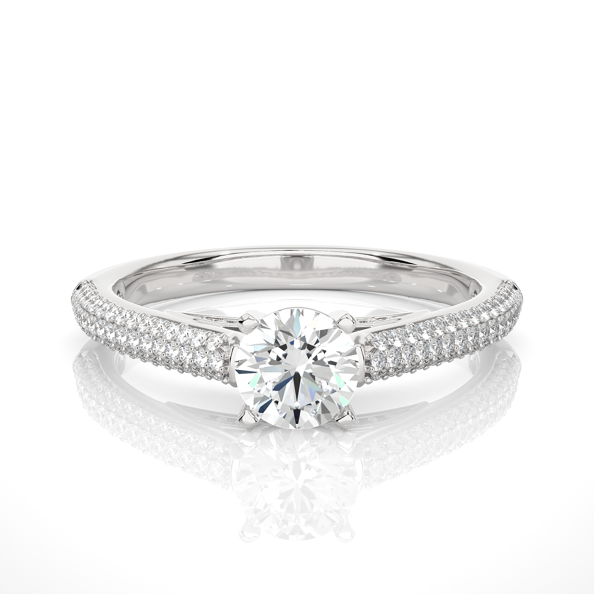 Round Lab Grown Diamond Double Pave Engagement Ring