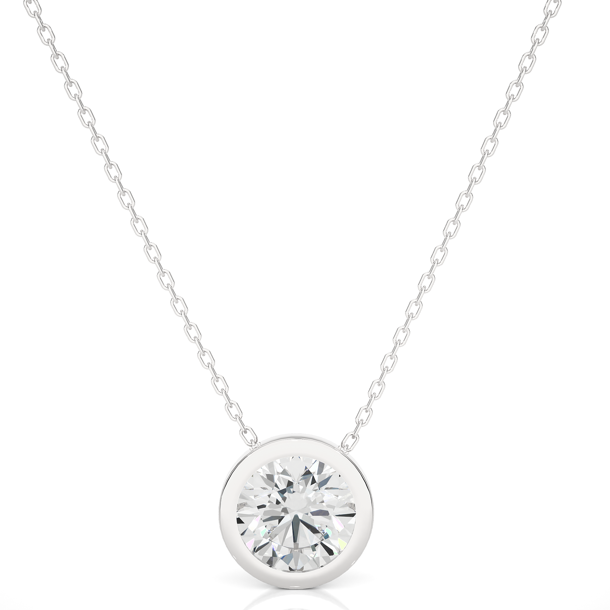 Bezel Set Round Cut Lab Grown Diamond Necklace