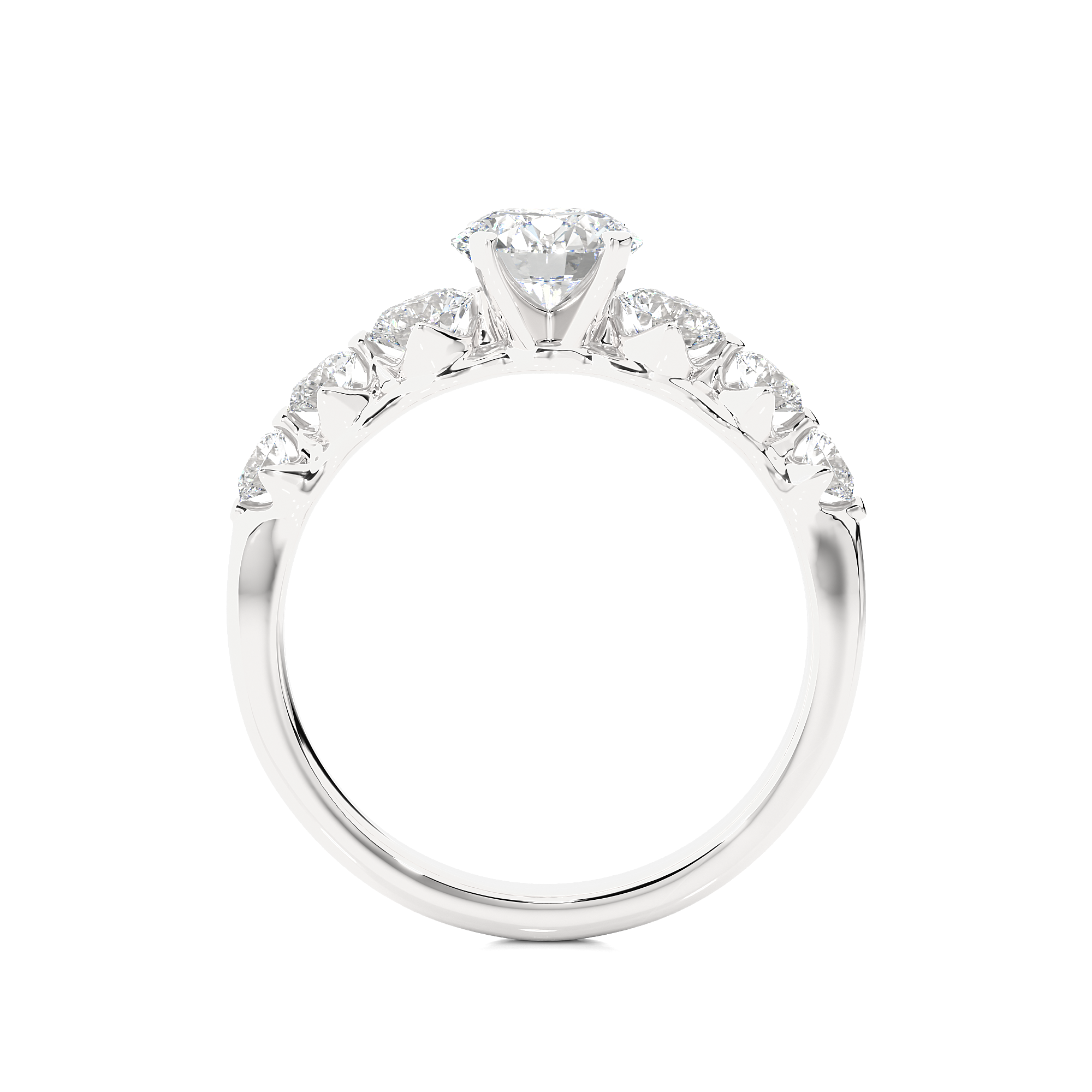Round Lab Grown Diamond Five Stone Engagement Ring