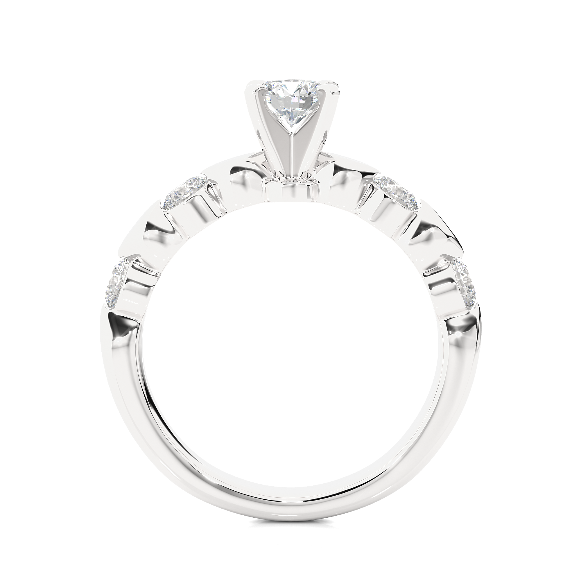 Leaf Inspired Lab Grown Diamond Engagement Ring