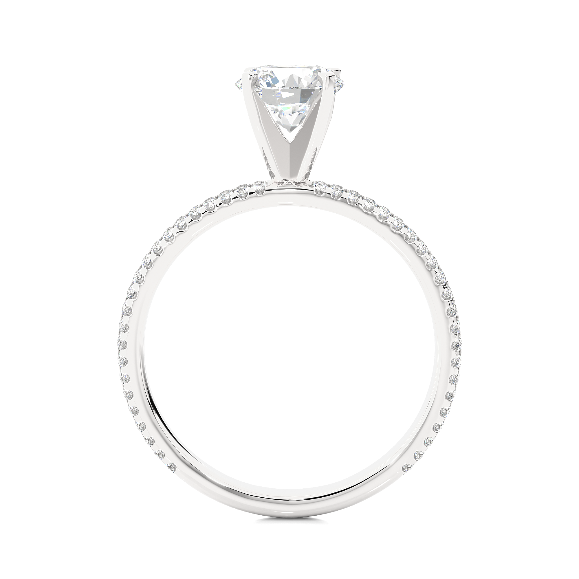 Round Lab Grown Diamond Pave Engagement Ring