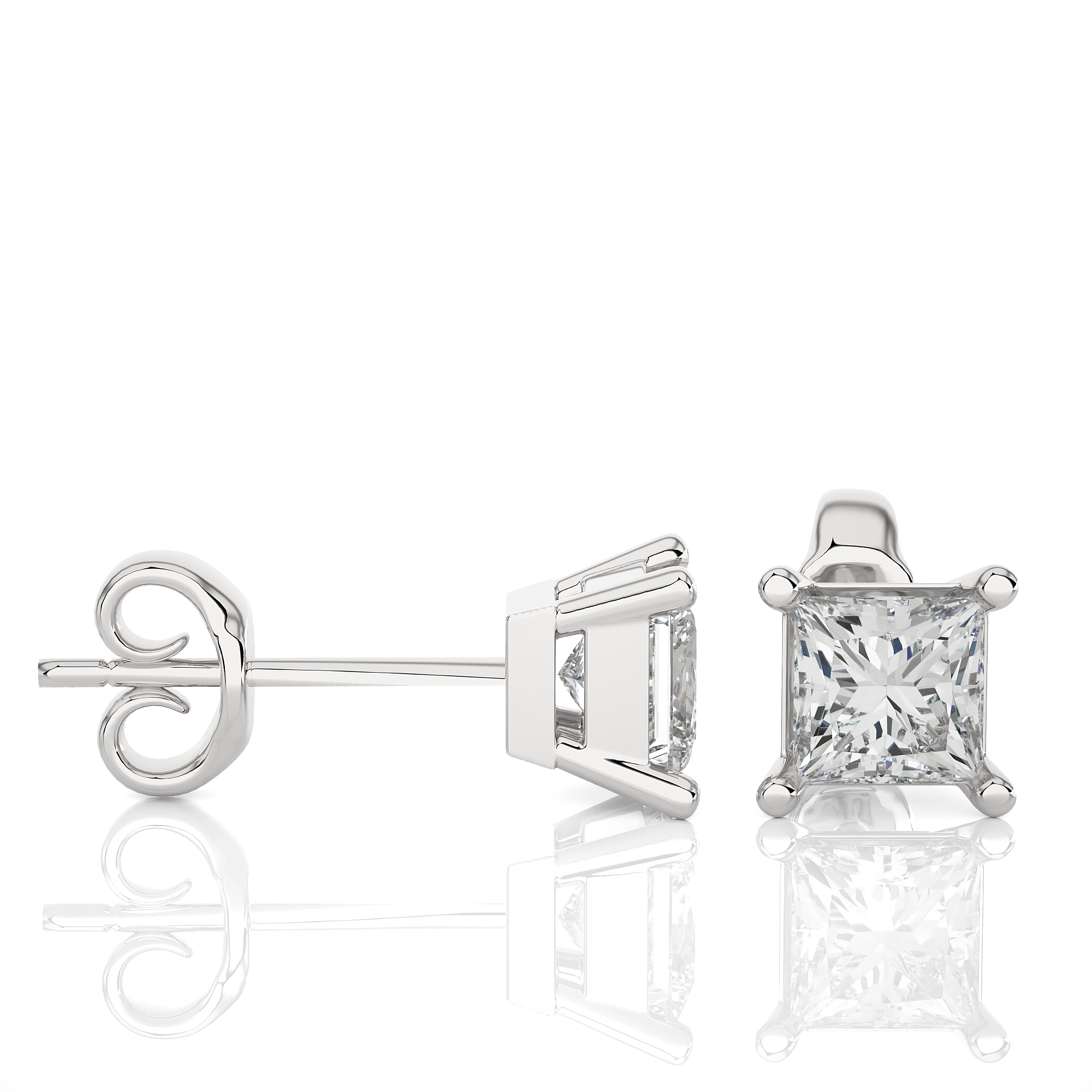 Princess Cut Lab Grown Diamond Stud Earrings