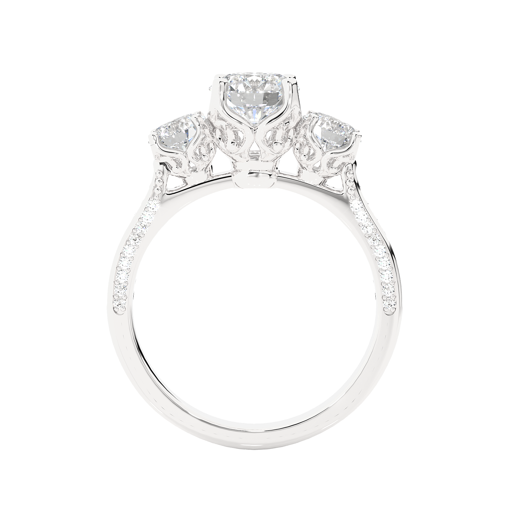 Lab Grown Diamond Three Stone Engagement Ring