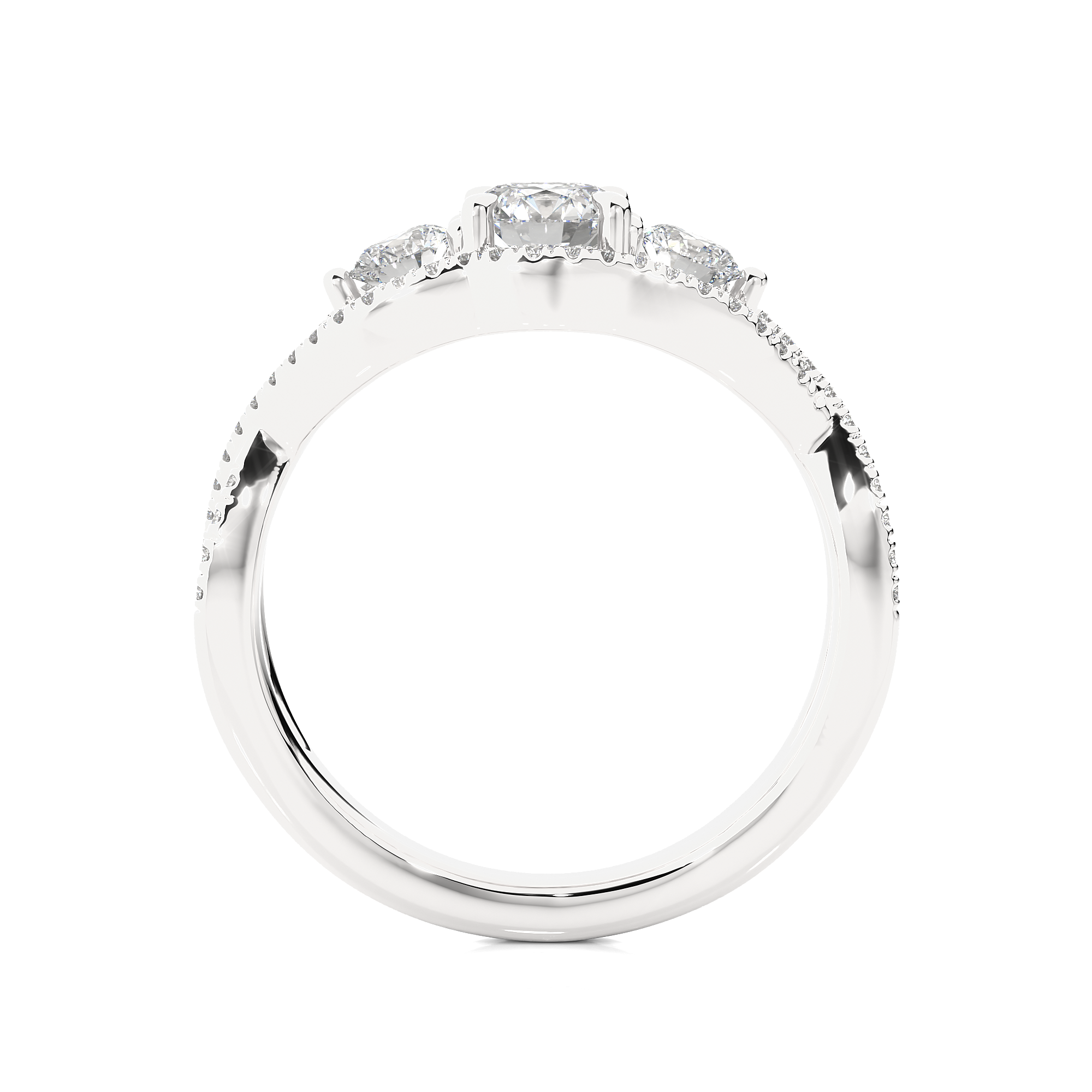 Vintage Style Lab Grown Diamond Three Stone Ring