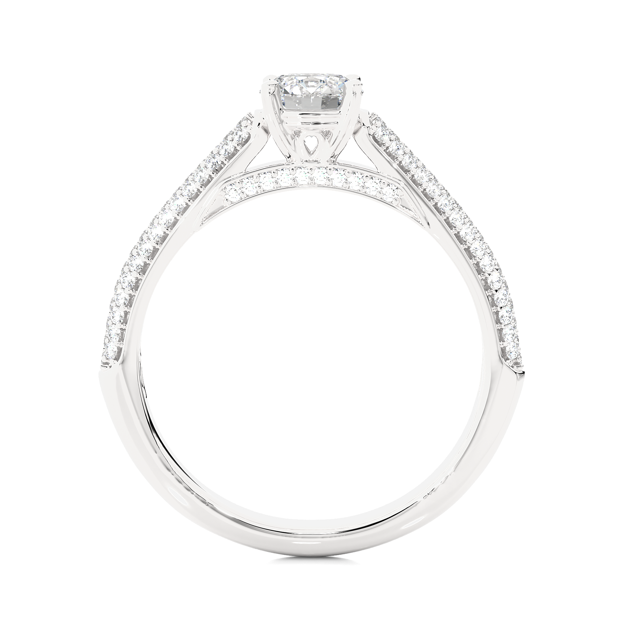 Round Lab Grown Diamond Double Pave Engagement Ring