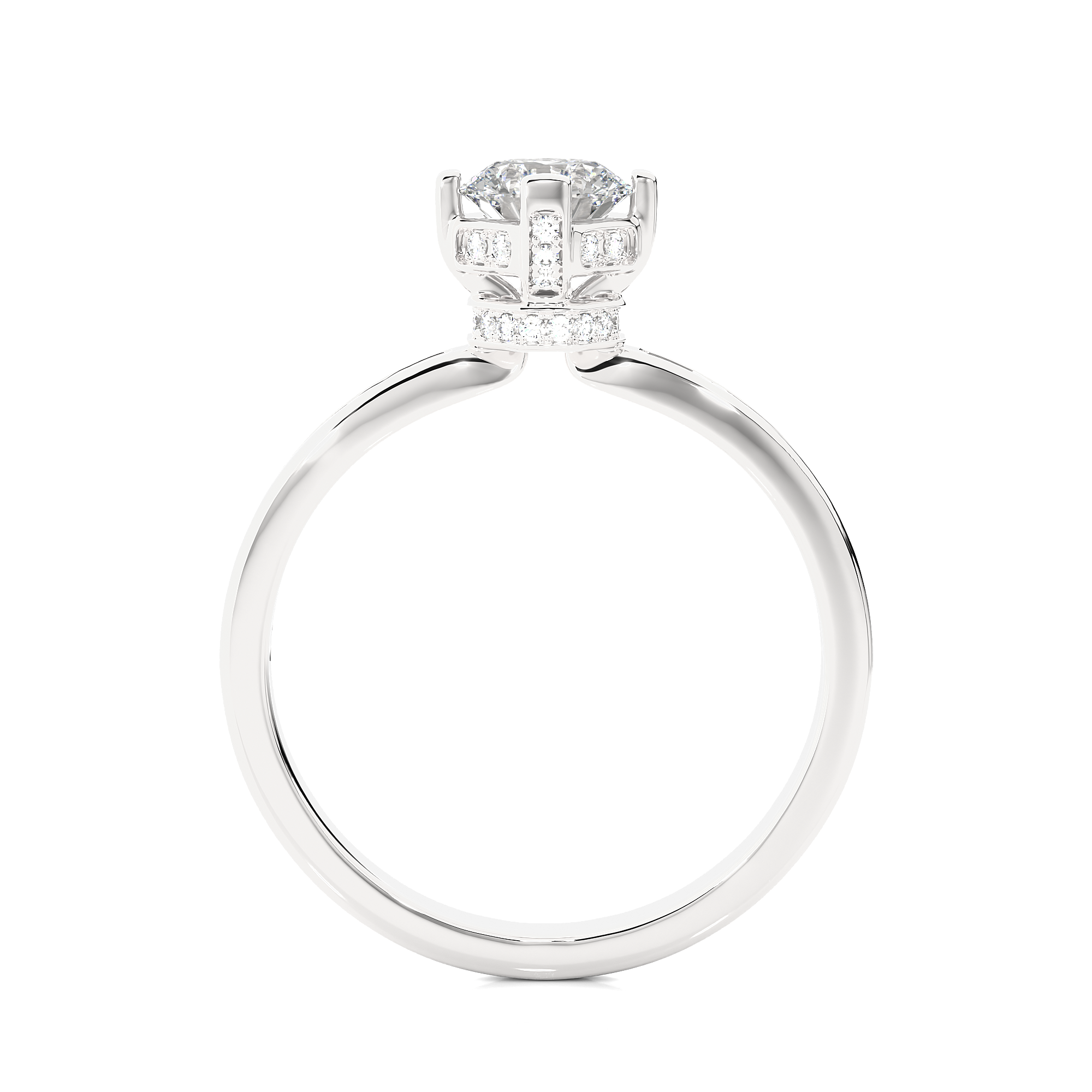 Round Lab Grown Diamond Hidden Halo Engagement Ring