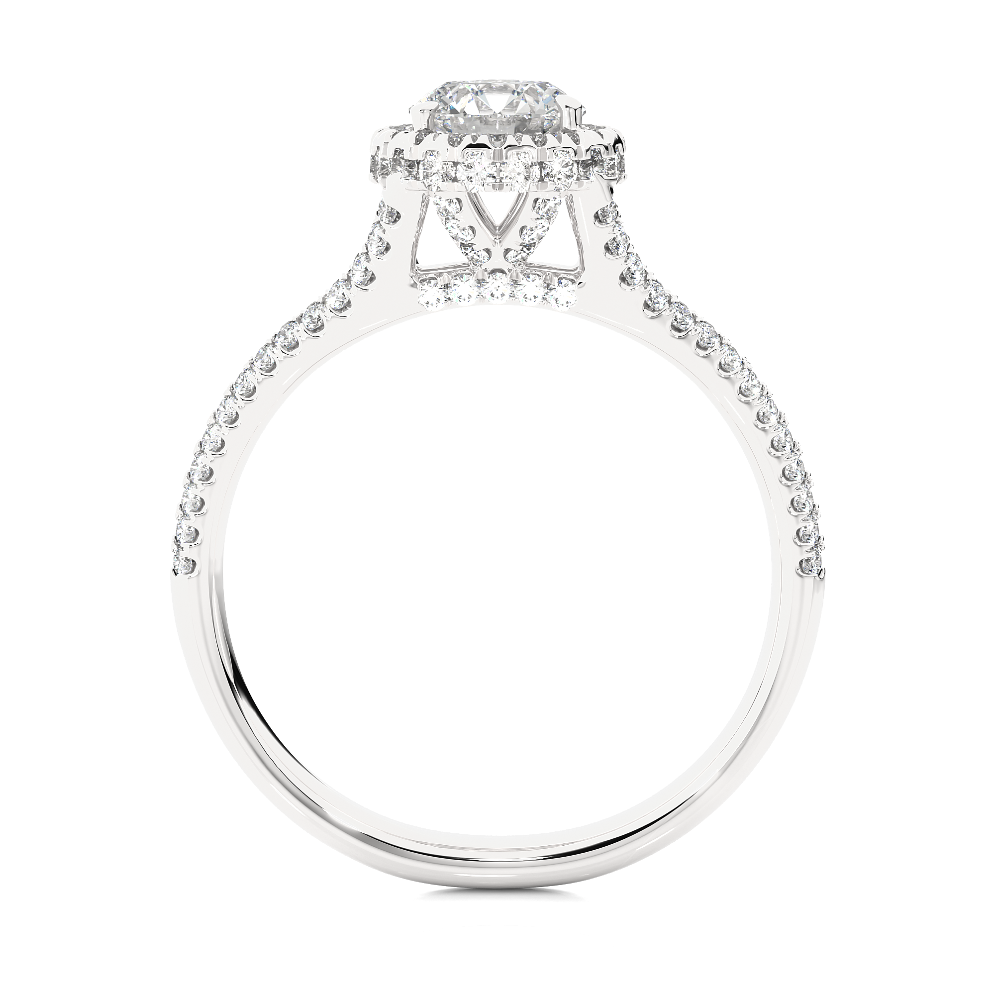 Round Lab Grown Diamond Halo Engagement Ring
