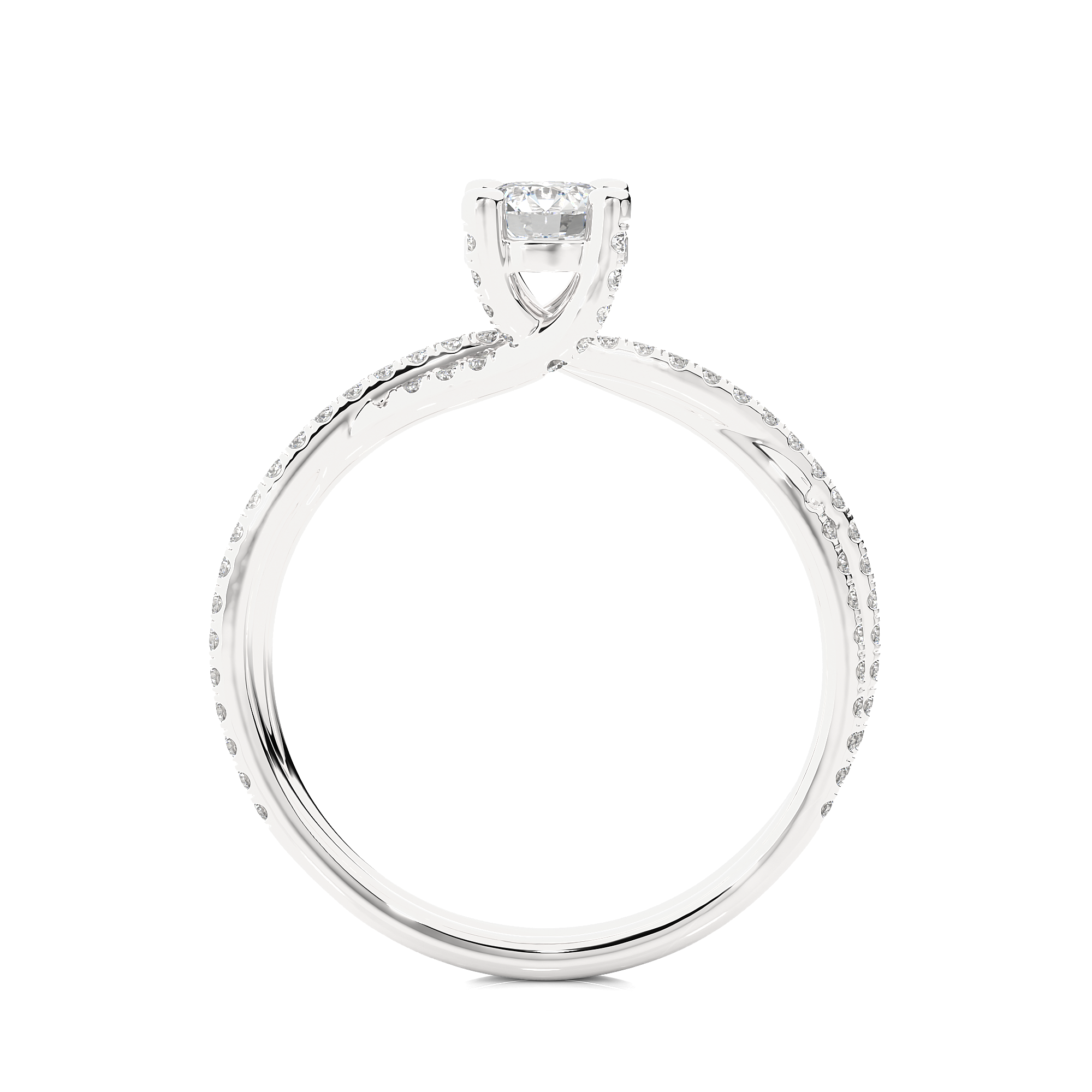 Round Cut Lab Grown Diamond Split Shank Engagement Ring